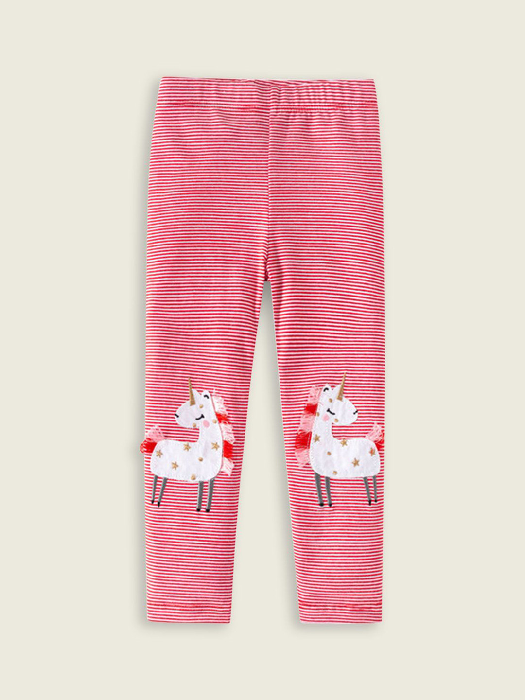 INCLUD Girls Striped Unicorn Appliqued Leggings