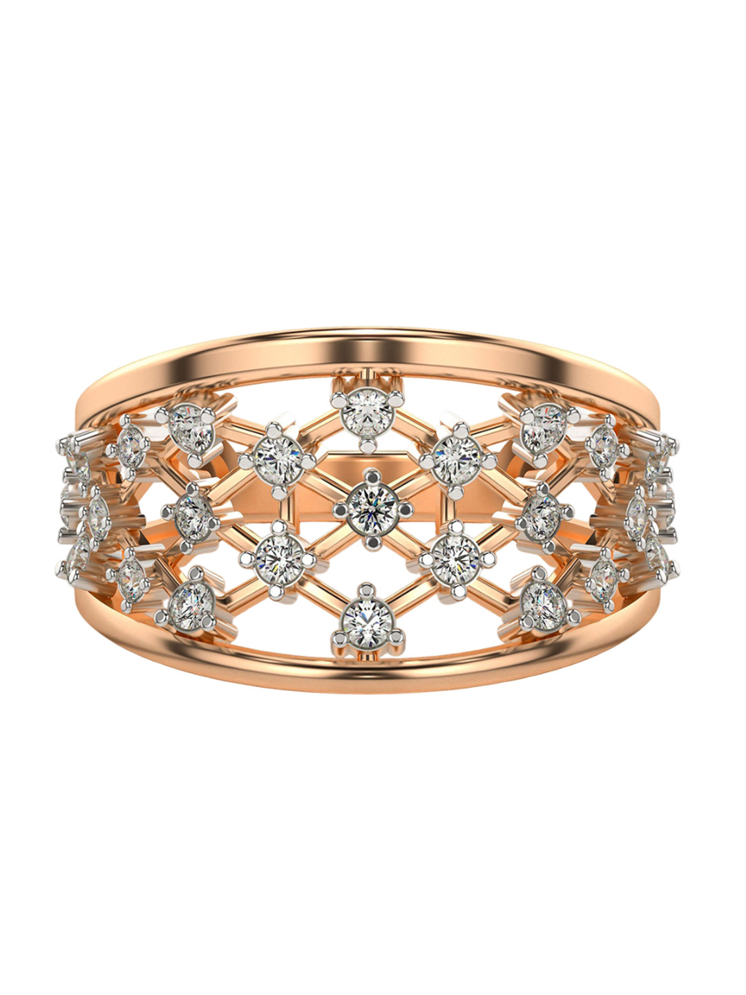 VALANOVA Rose Gold Plated Sterling Silver Certified 0.12 Ct Lab Grown Diamond Ring