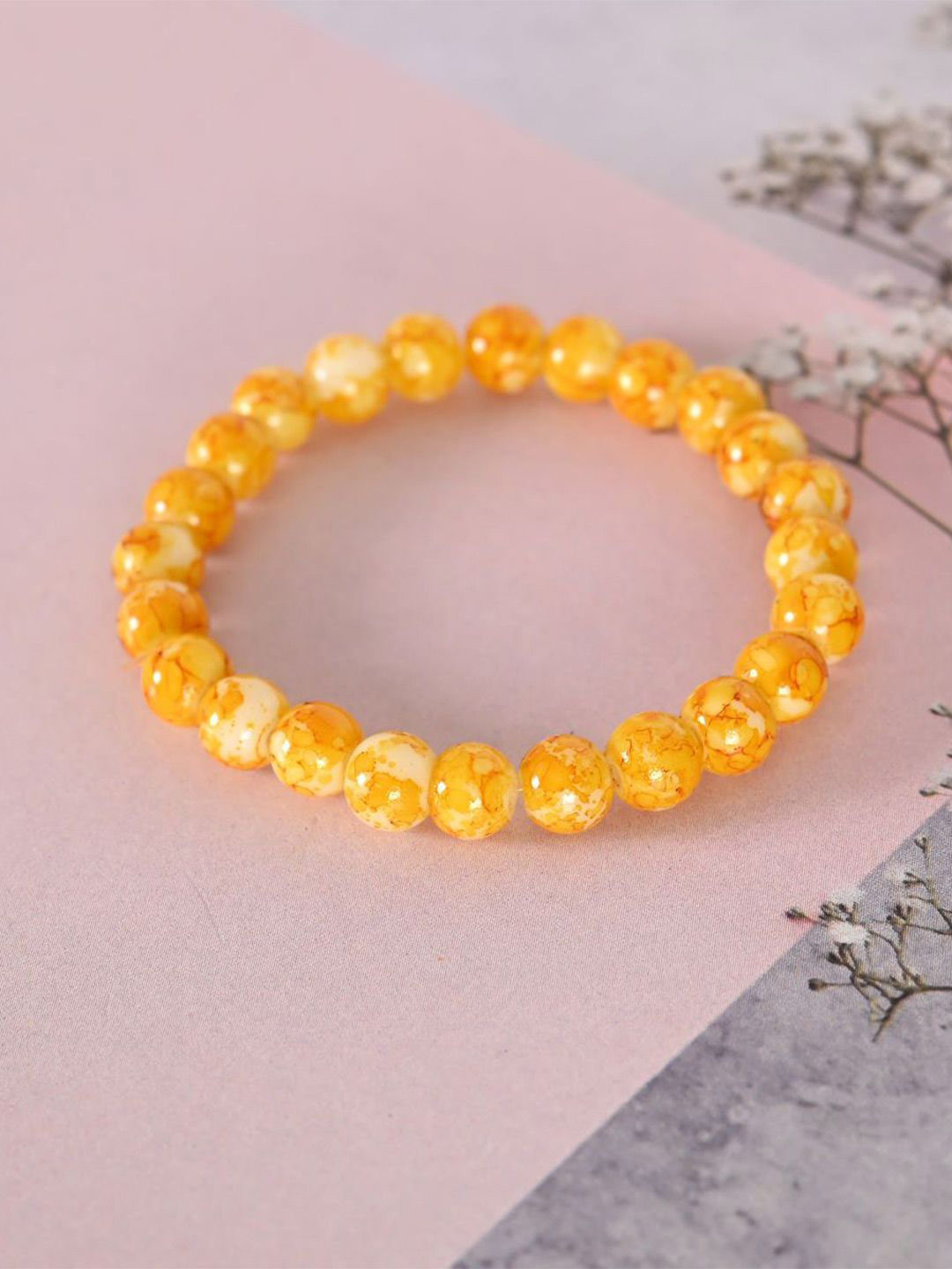 Anouk Unisex Yellow Marbel Crystal Elasticated Bracelet