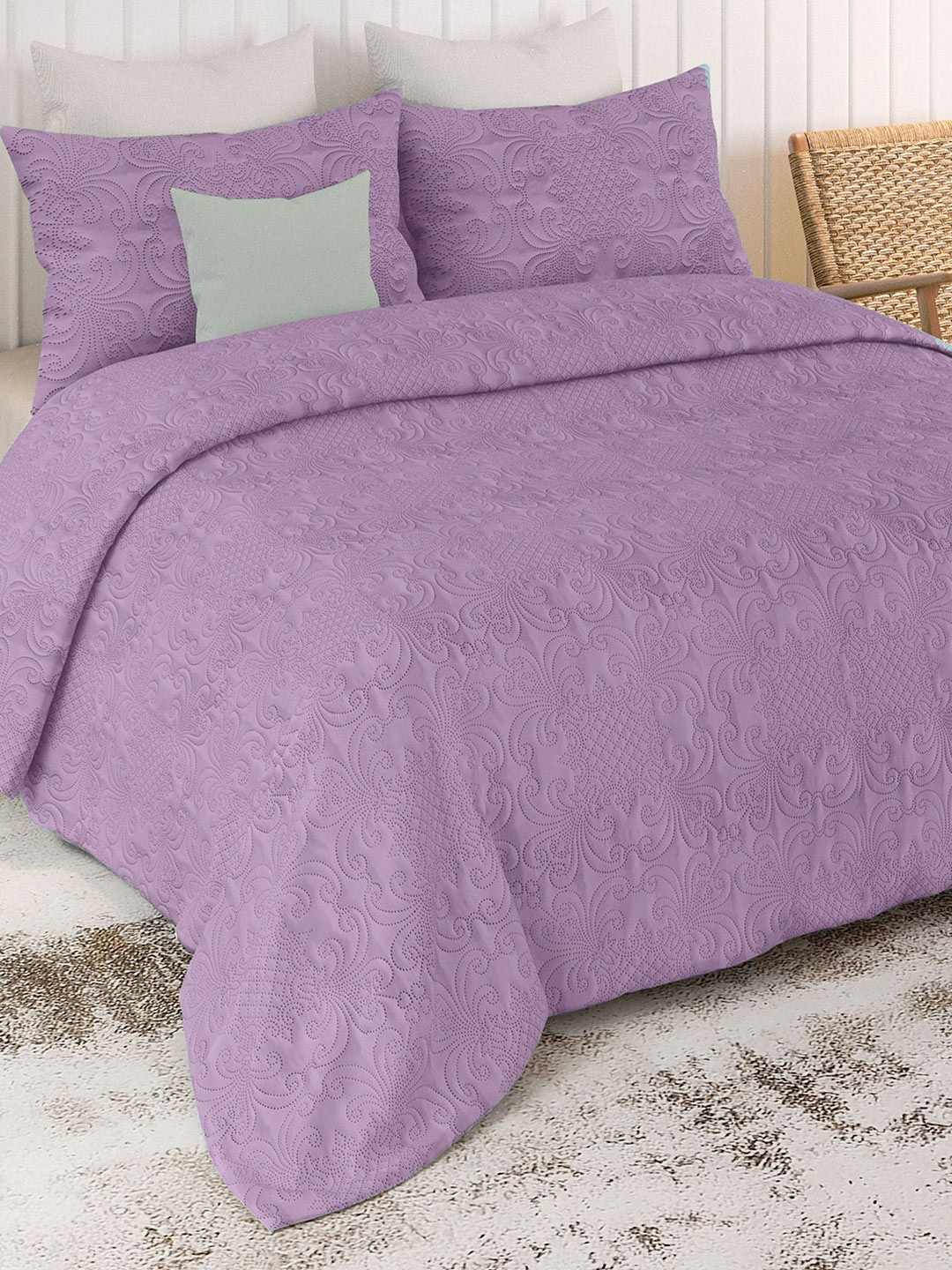 LABHAM Sensations Purple Quilted 300 GSM Double King Bed Cover