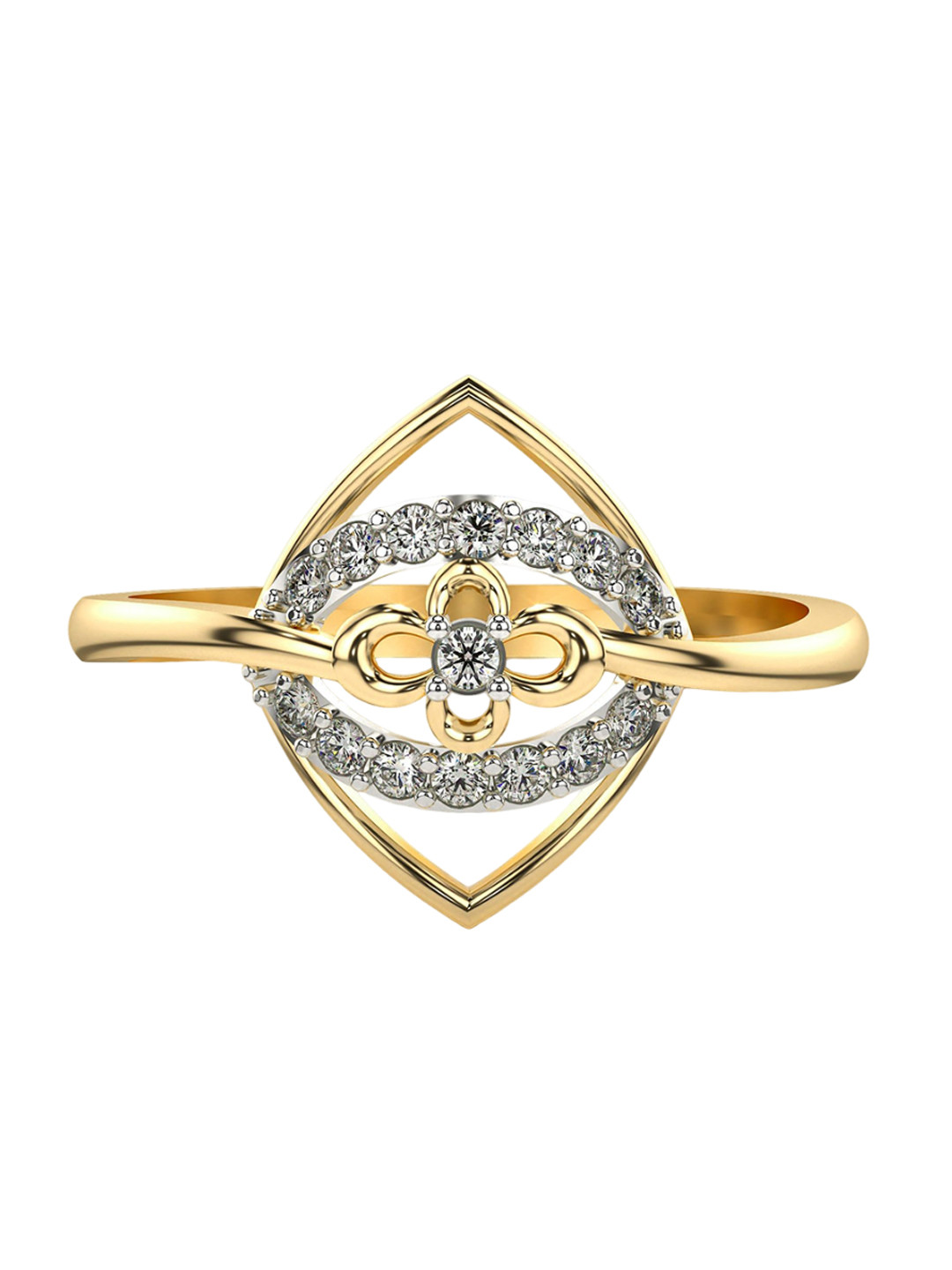VALANOVA Yellow Gold Plated Sterling Silver Certified 0.18 Ct Lab Grown Diamond Ring