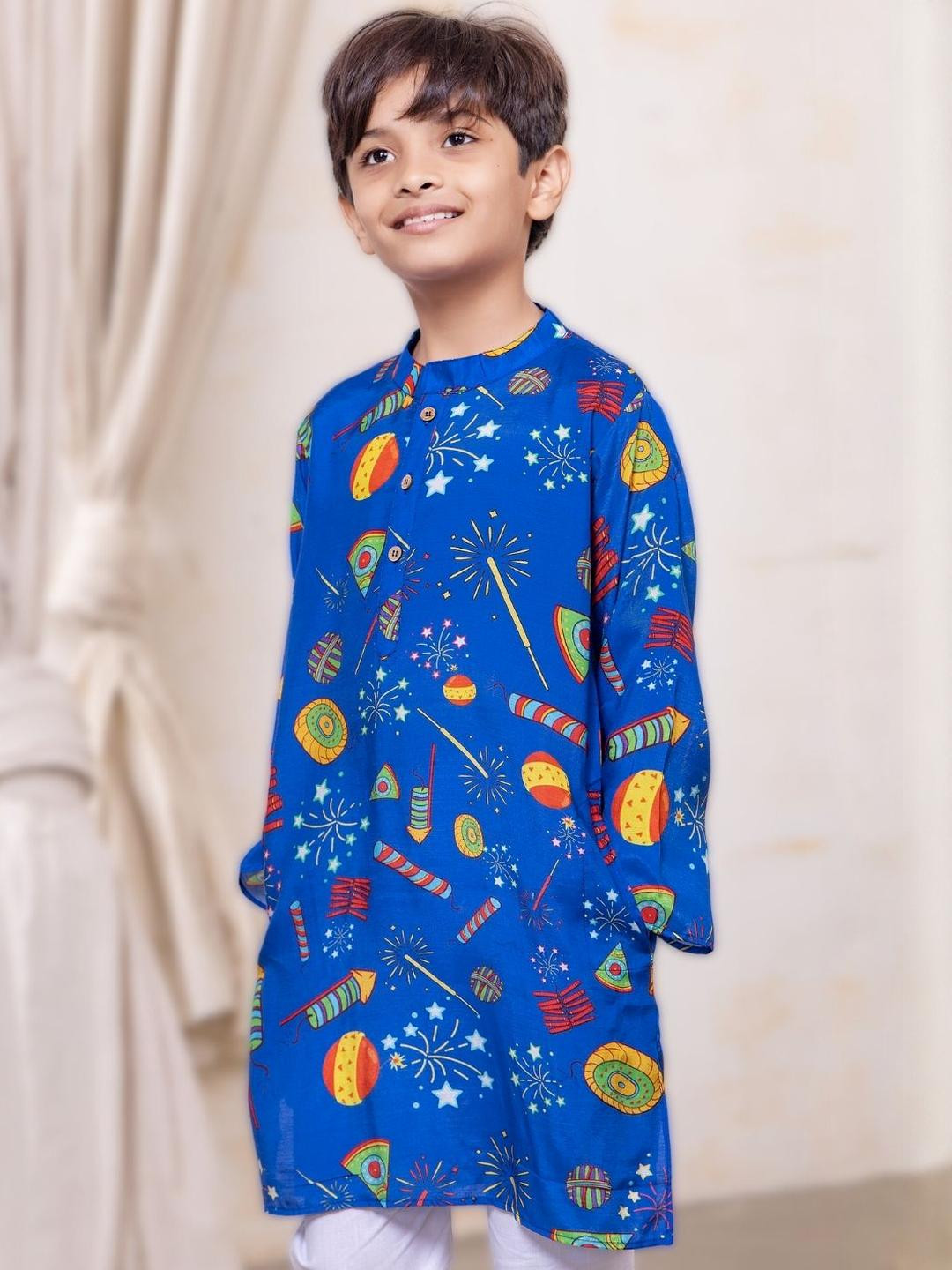 Tura Turi Boys Firecracker Printed Regular Kurta with Pyjamas