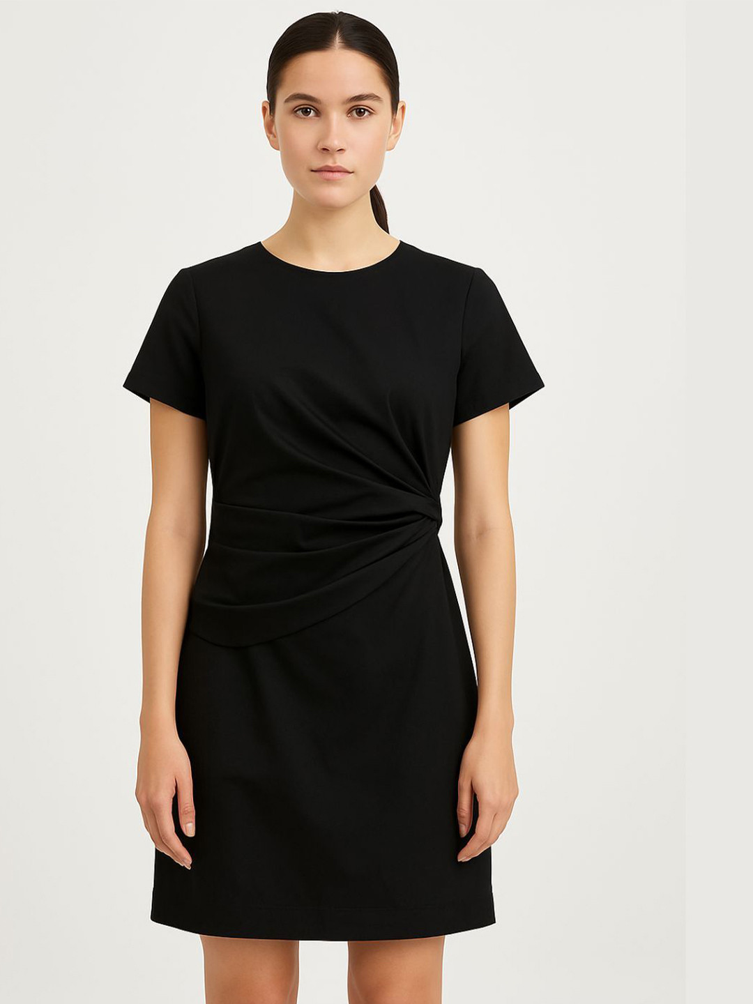 Branche Serene Women Round Neck Fit & Flare Knot Dress