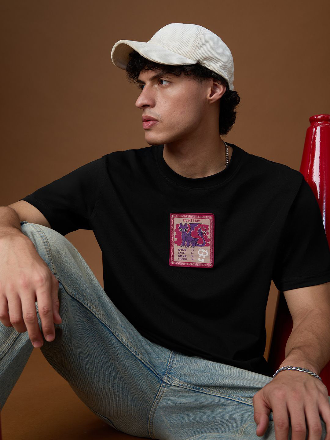 The Souled Store Toothless Card Graphic Printed Relaxed Fit Pure Cotton T-Shirt