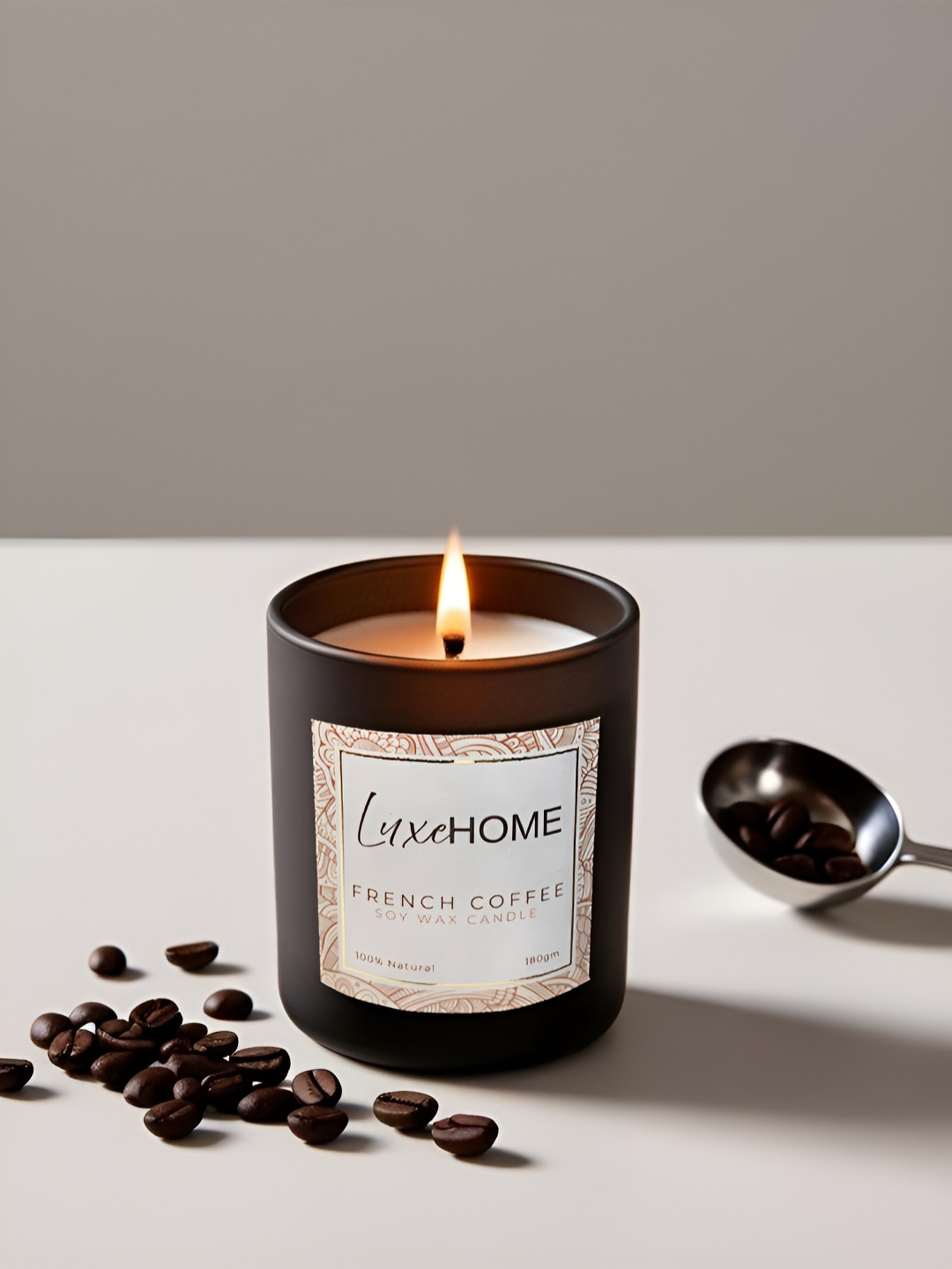 LUXEHOME INTERNATIONAL Lx French 1 Wick French Coffee Solid Geometric Regular Jar Candles