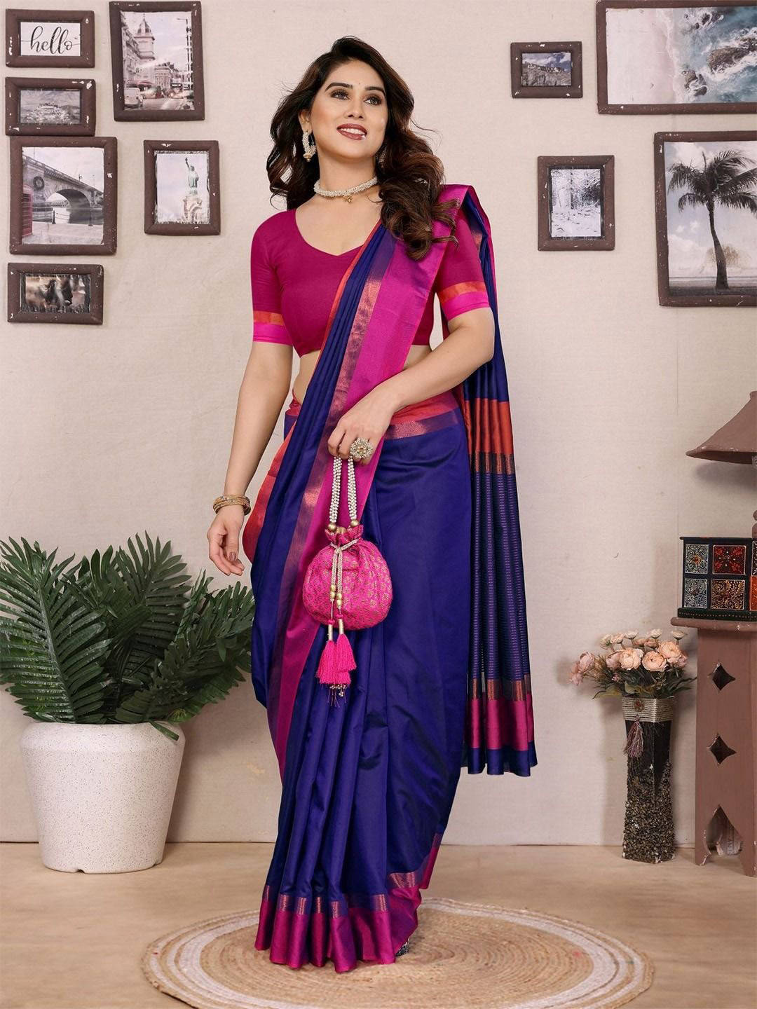 IndianRang Zari Silk Blend Saree