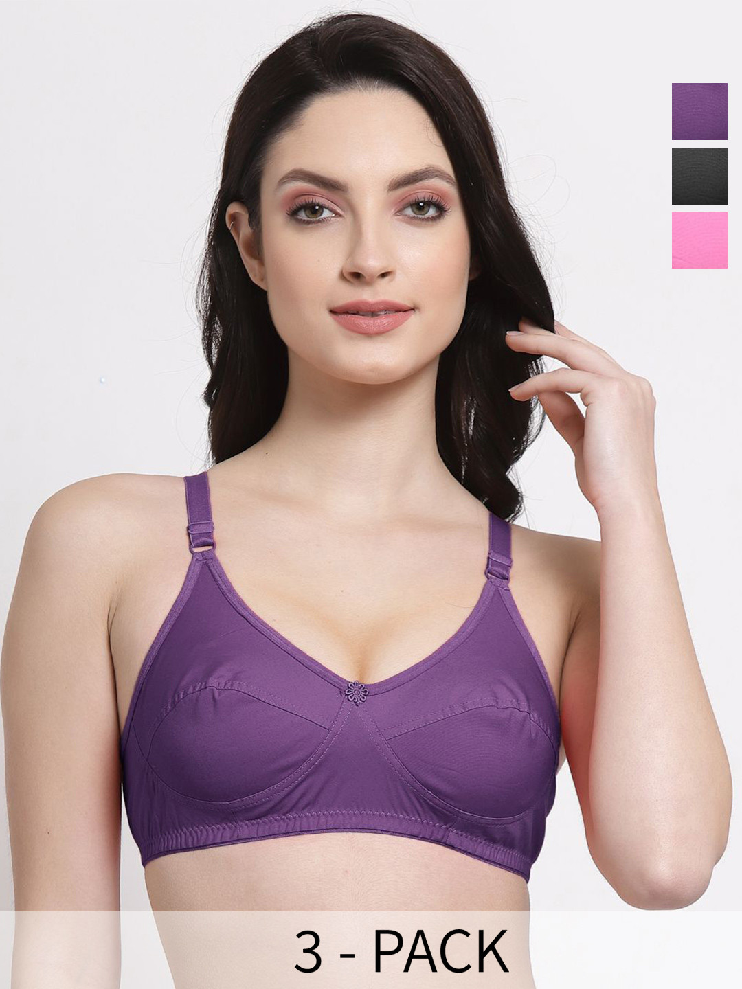 SHYAM SONS FLAIR shine Women Pack Of 3 Full Coverage Non Padded Everyday Bra