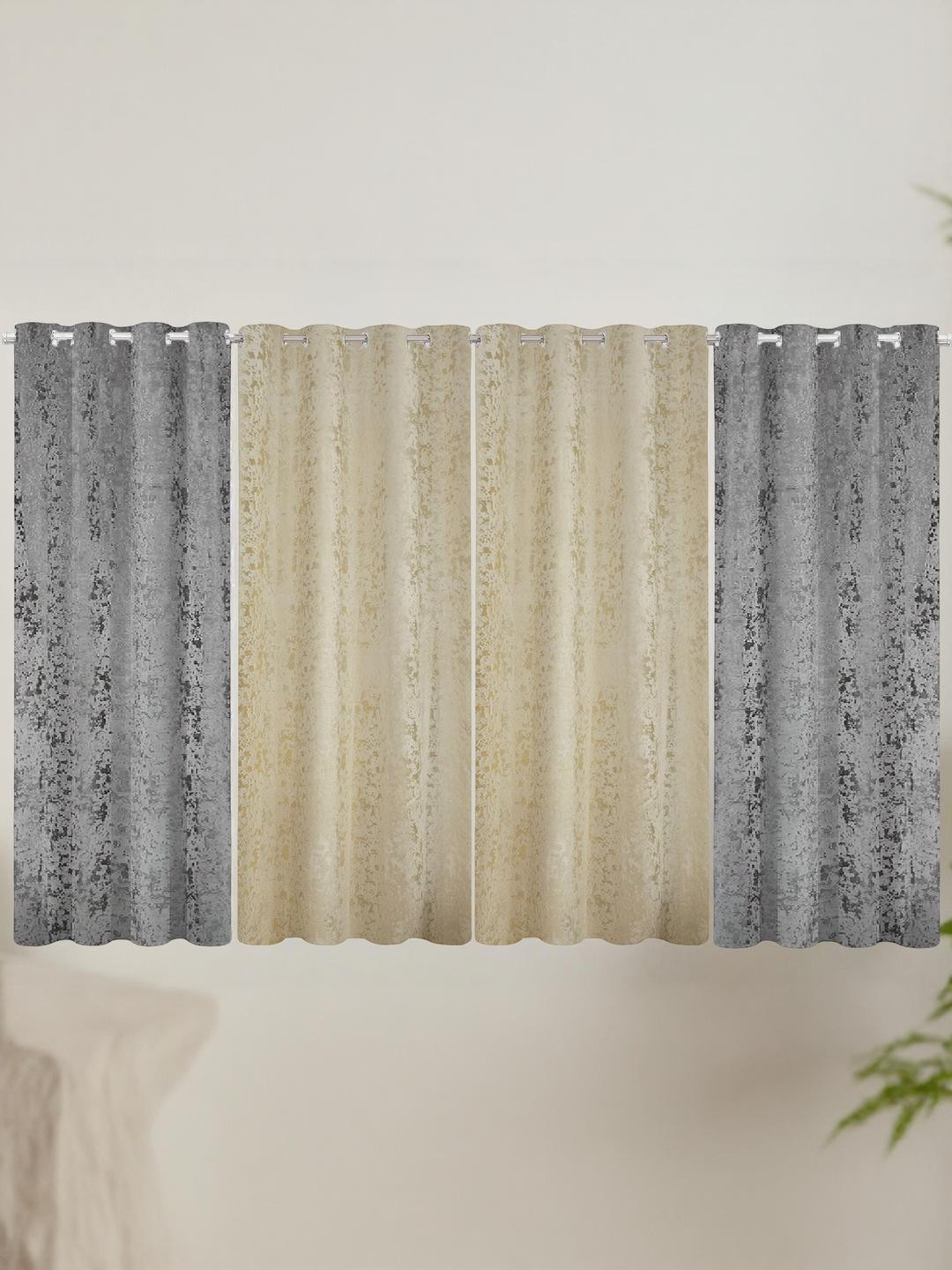 IVAZA Set of 4 Textured Velvet Curtains
