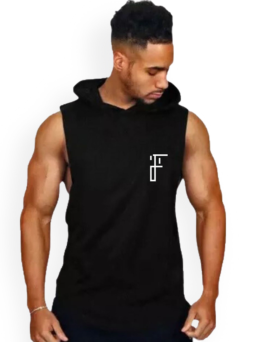 Fashnobic Do Not Waste Your Time Back Printed Hooded GymVest FB-105_Back_pt-113