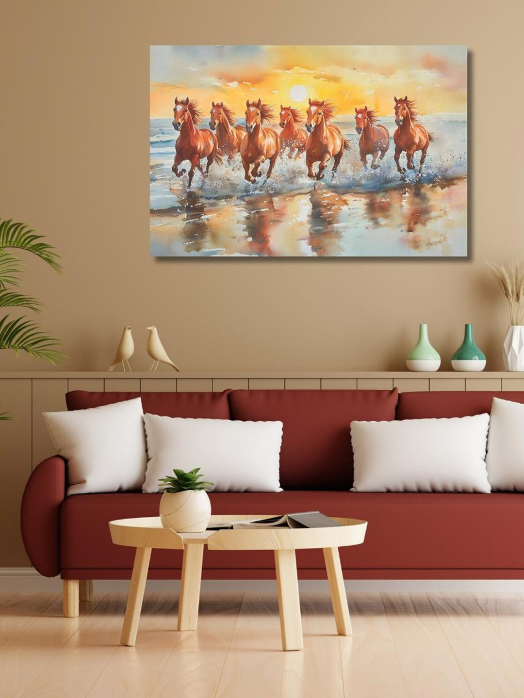 Viventiq Seven Horses Canvas Paintings for Home Without Frame