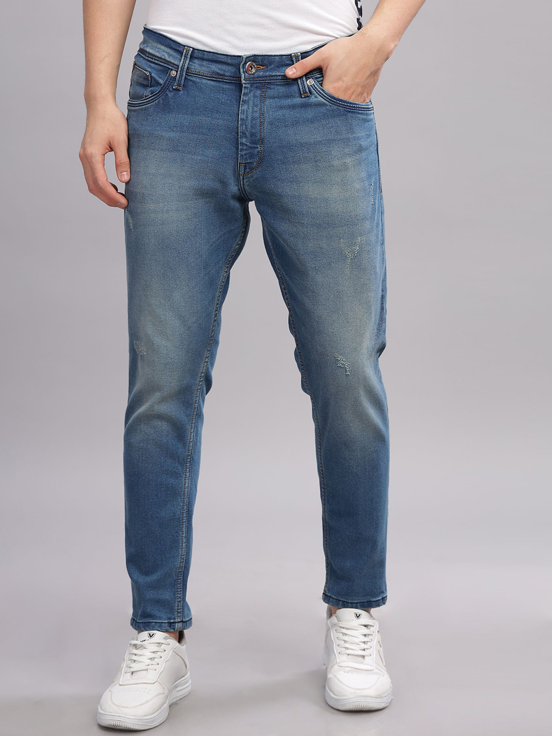 THREE DAYS Men Regular Fit Mid-Rise Light Fade Stretchable Jeans