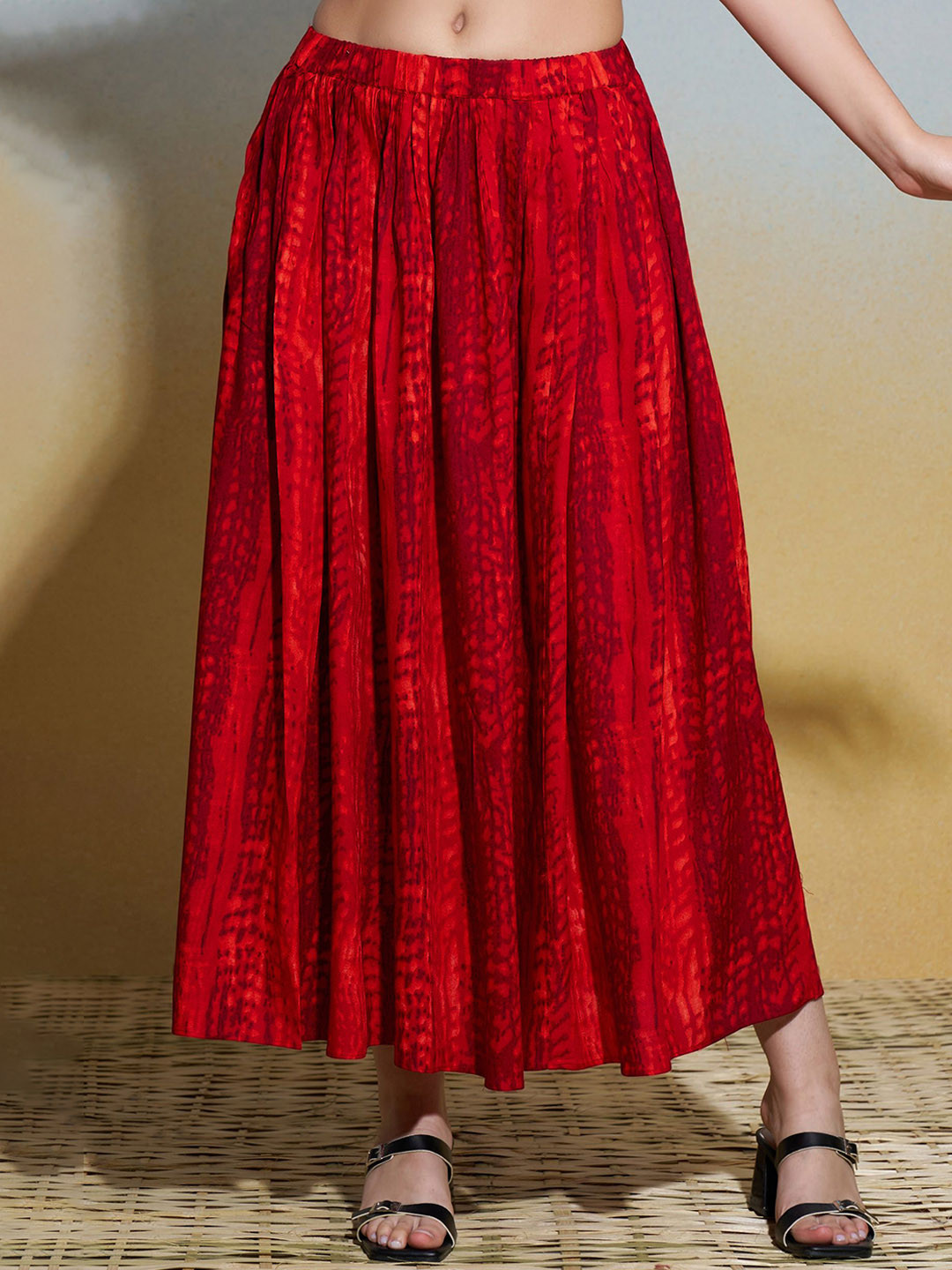 FLOWERVELLY Printed A-Line Maxi Skirt