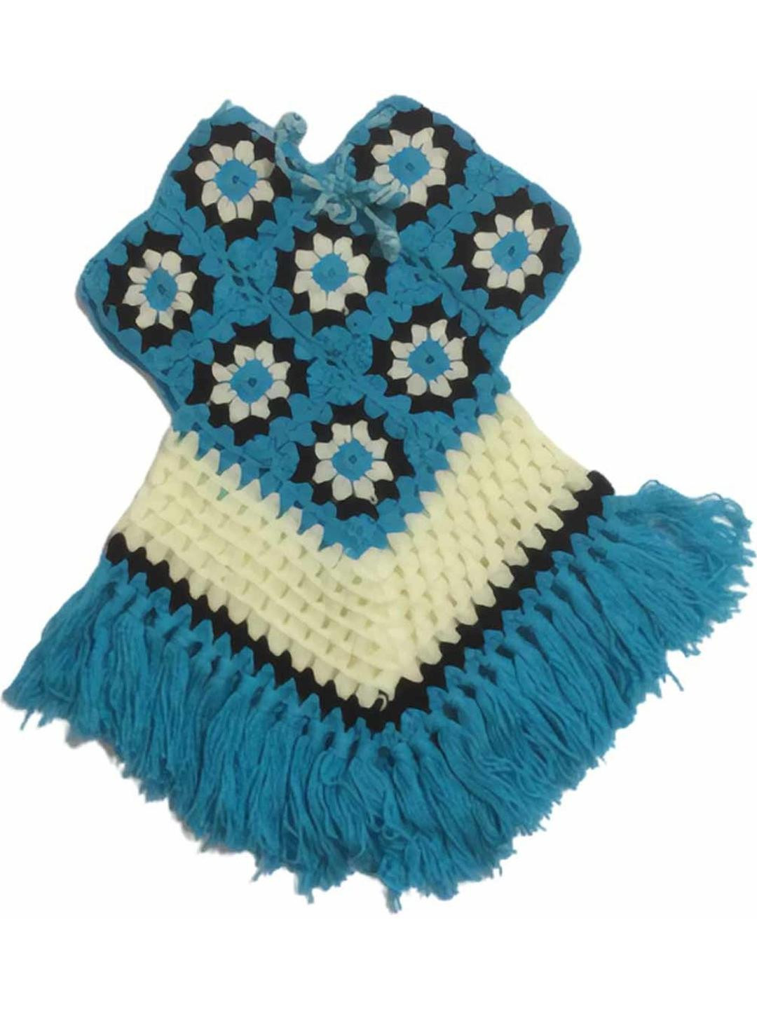 Cute Collection Girls Striped Woollen Poncho