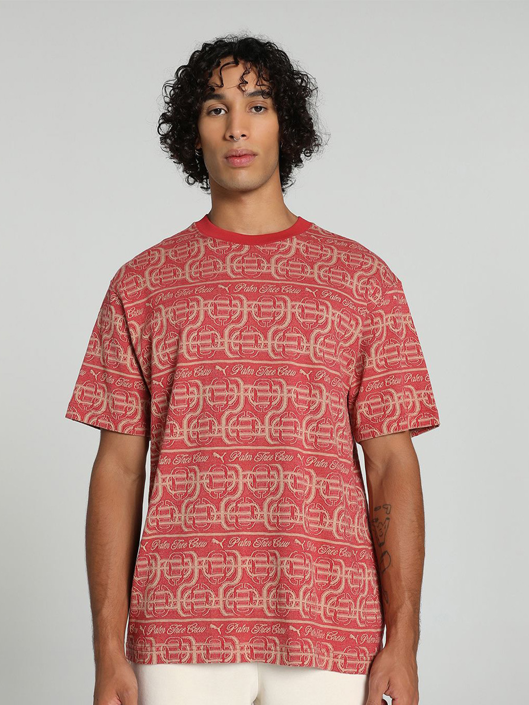 Puma Palm Tree Crew Striped Cotton T-shirt