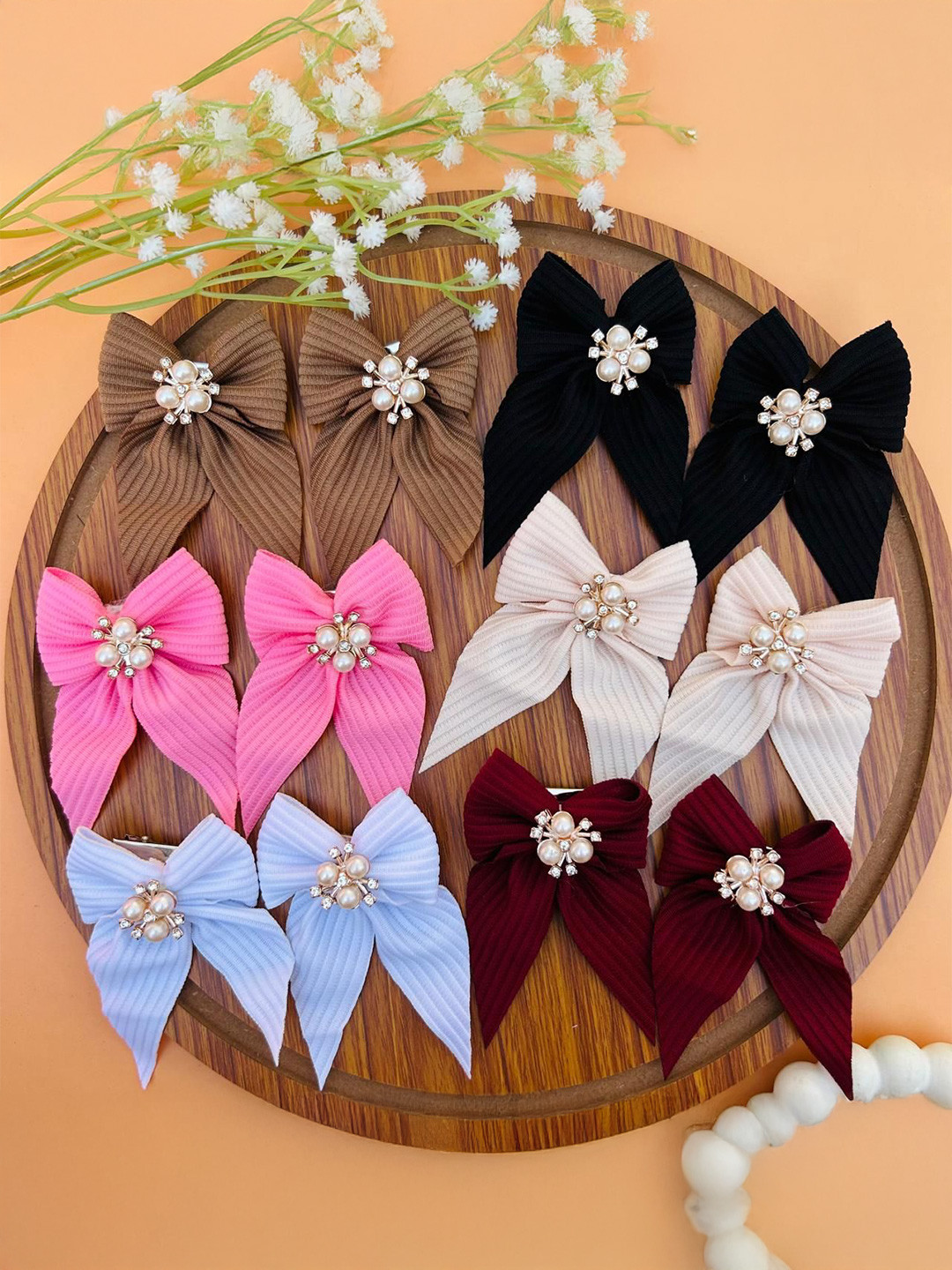 Radhya Accessories Women Set of 2 Embellished Small Hair Bow Clip