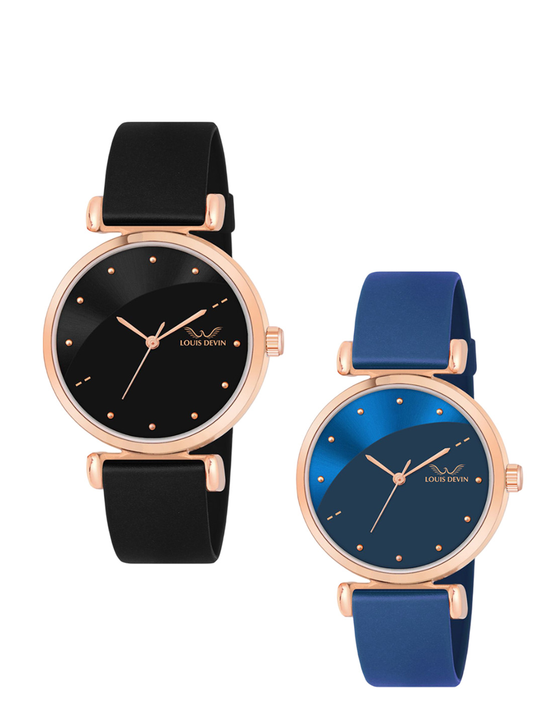 LOUIS DEVIN Women Pack of 2 Embellished Dial Analogue Watch LDCM-191-BLK-BLU