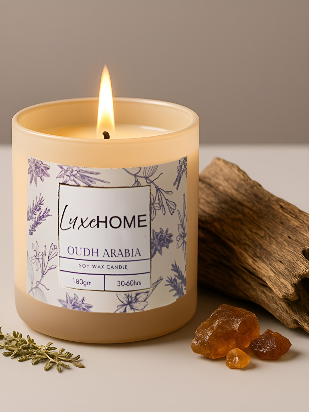 LUXEHOME INTERNATIONAL Lx Oudh Arabia Scented 1 Wick Solid Geometric Regular Jar Candles