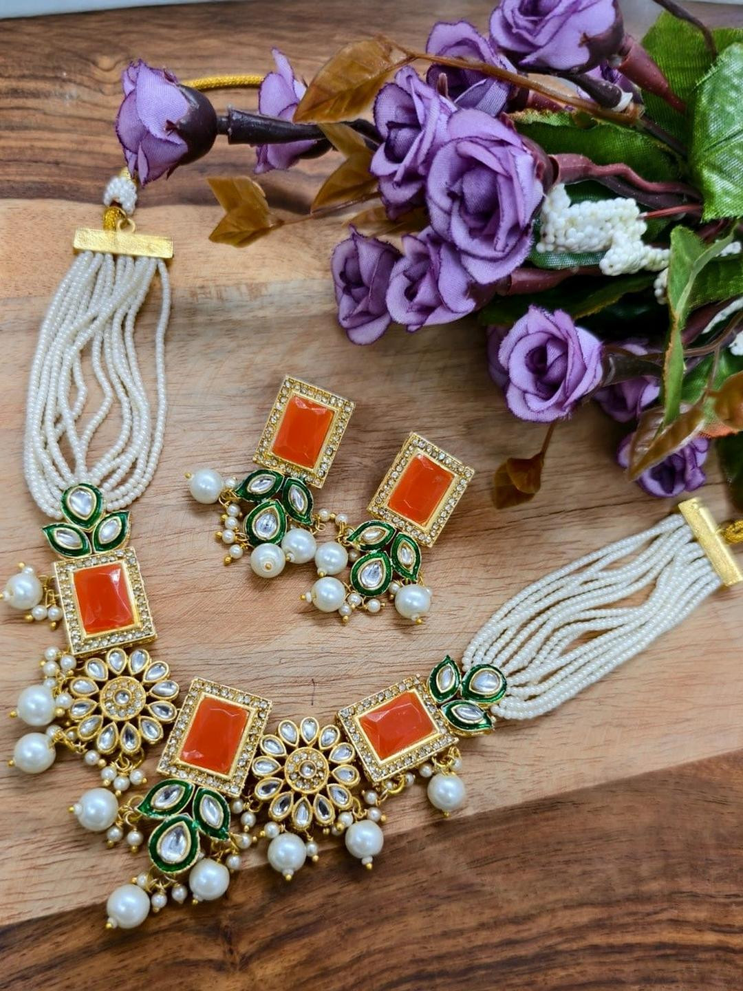 eeooaa Gold-Plated Brass Jewellery Set