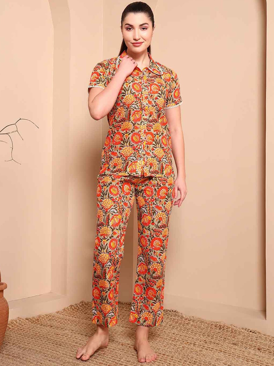 Harts And Darts Floral Printed Shirt With Trouser Co-Ords