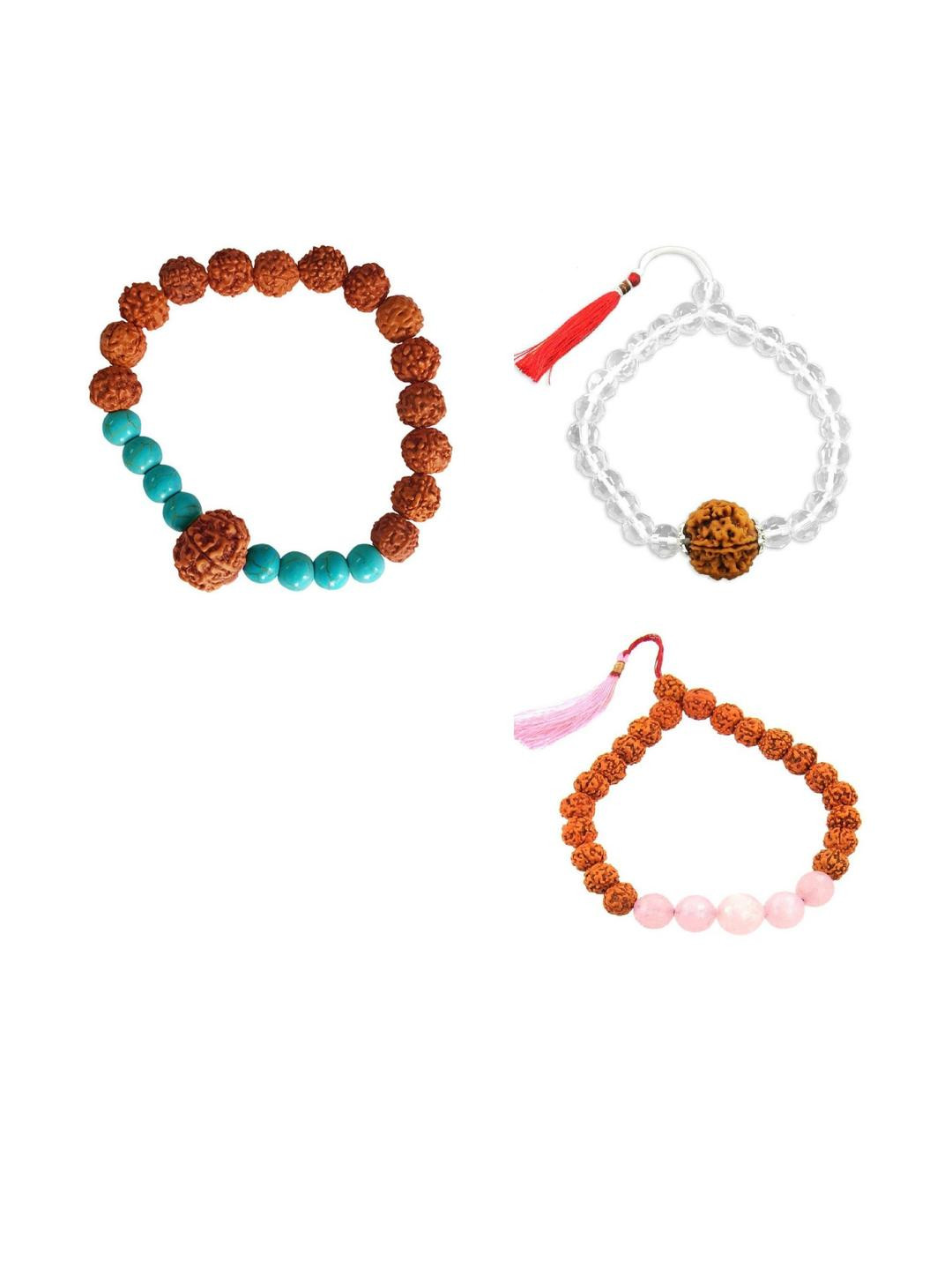 Divine souvenirs Set Of 3 Unisex Artificial Beaded Elasticated Bracelets