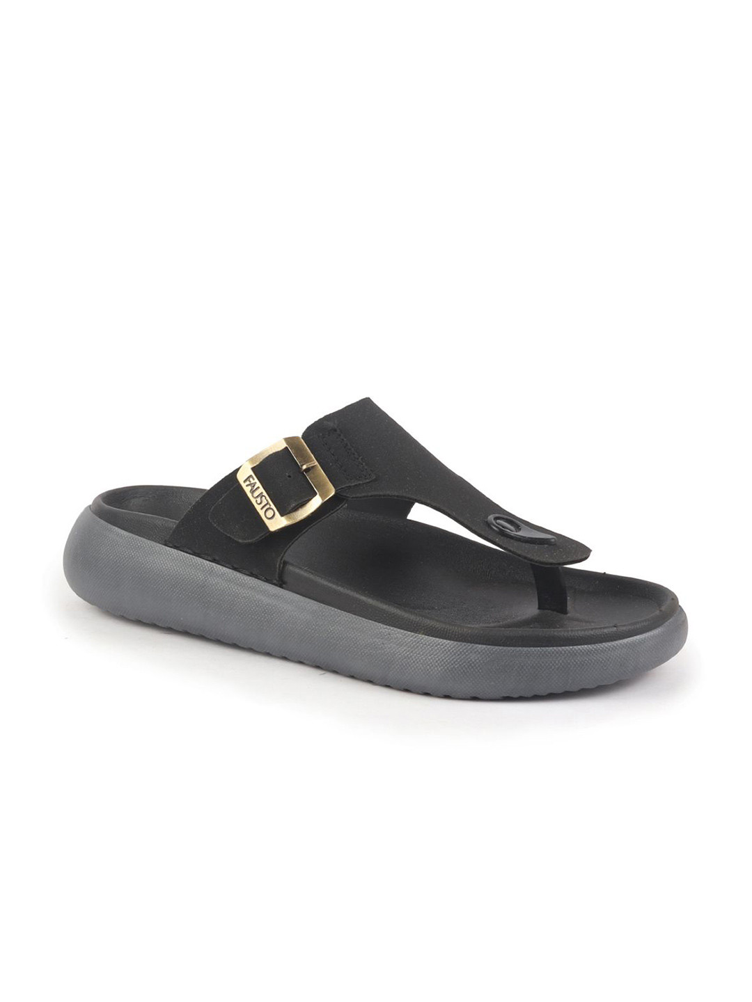 FAUSTO Men Solid Waterproof T-Strap Comfort Sandals