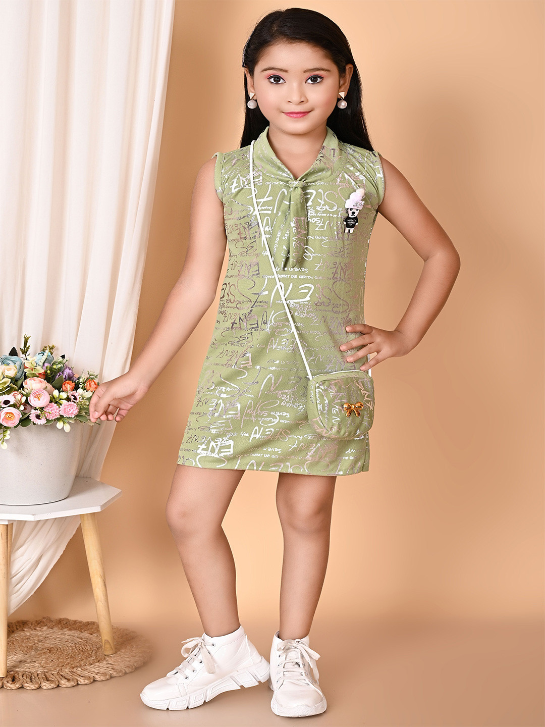 IKONIC FASHION Girls Print Halter Neck Bodycon Dress