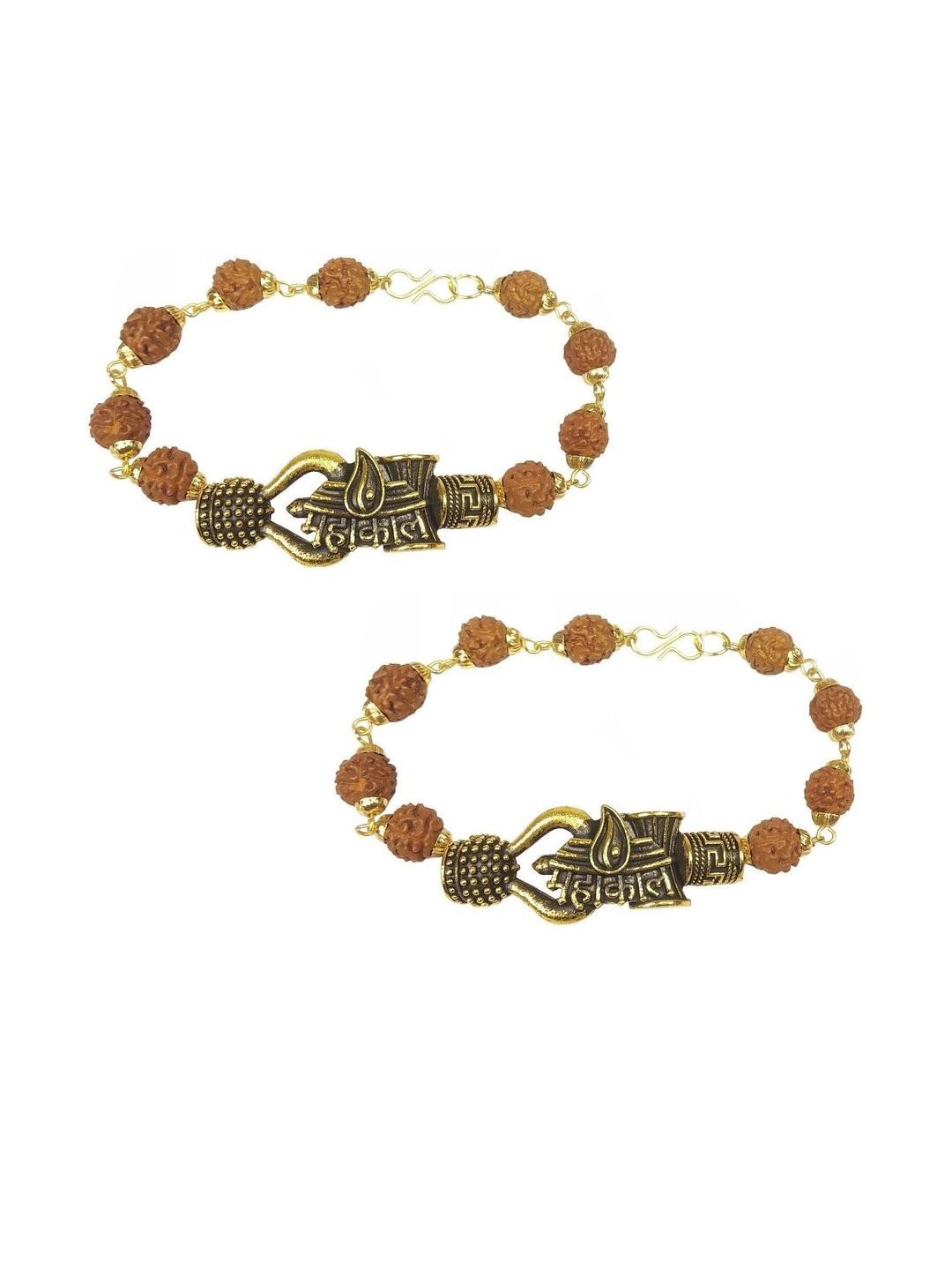 Divine souvenirs Unisex Set Of 2 Rudrash Beaded Wraparound Bracelets