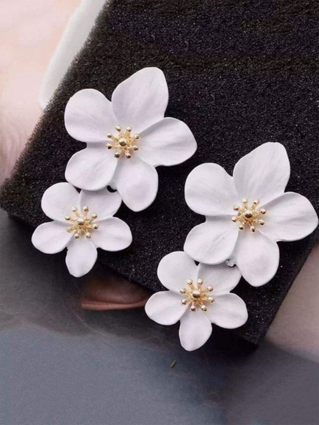 styledose Layered Petal Dangle Floral Drop Earrings