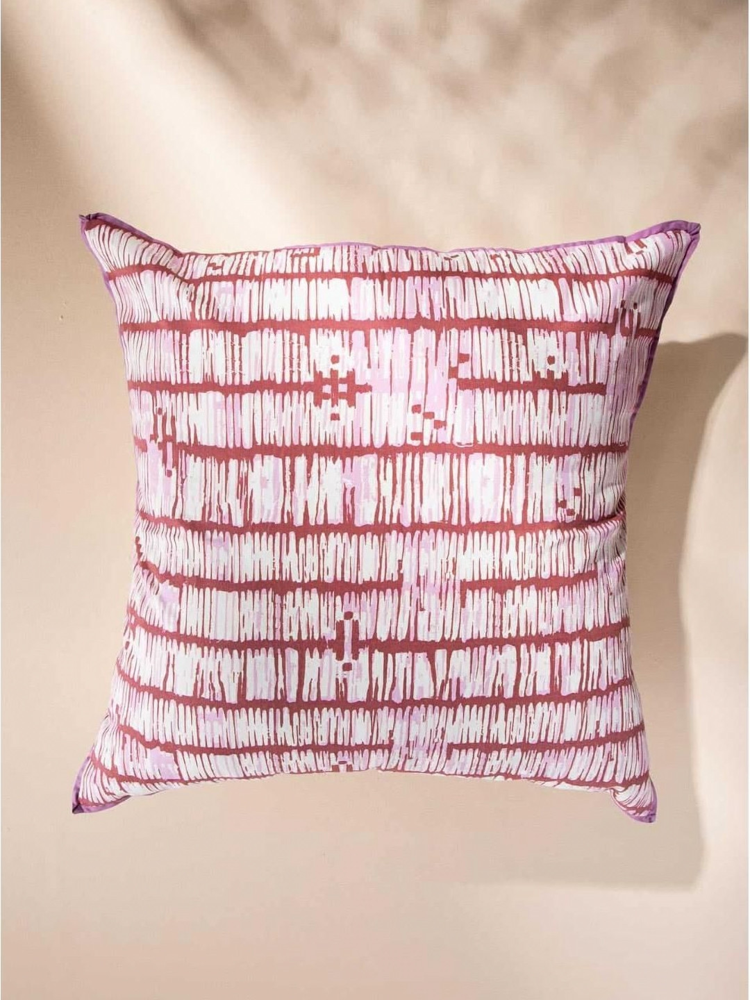 FREEDOM TREE Agama Herringbone Pink & White Geometric Printed Cotton Square Cushion Cover