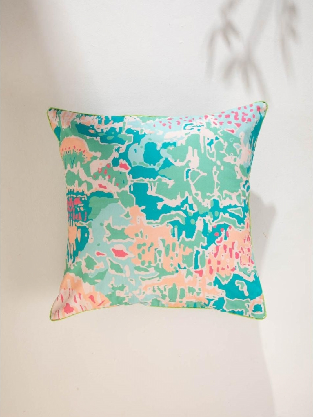 FREEDOM TREE Rorschach Herringbone Blue & White Printed Cotton Square Cushion Cover