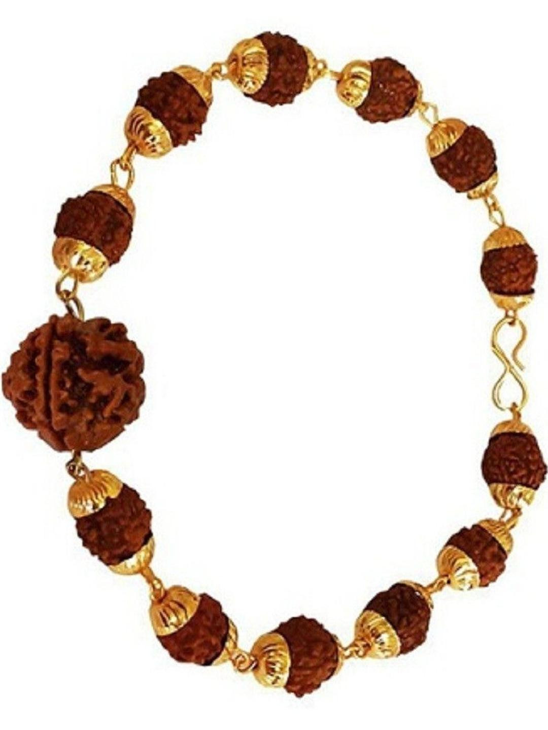 Divine souvenirs Unisex Rudhraksha Beaded Link Bracelet