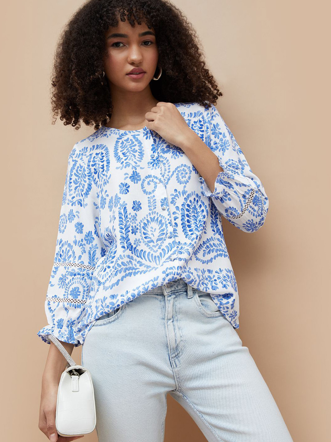 Fame Forever by Lifestyle Floral Printed Bell Sleeves Top