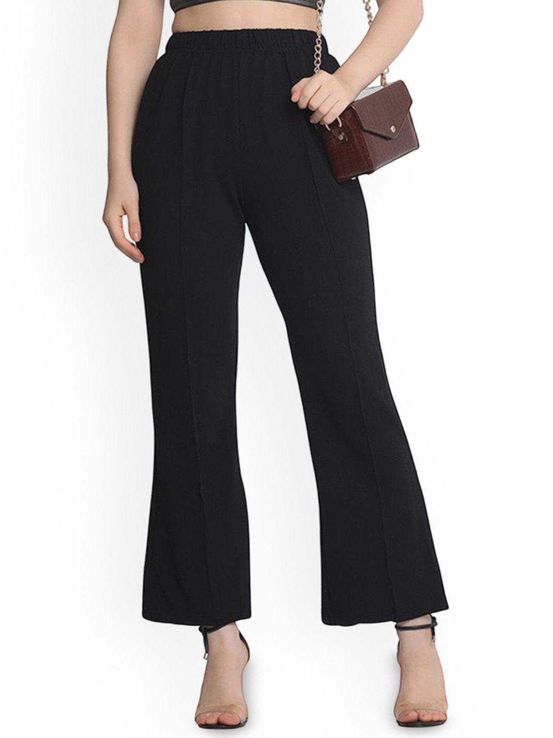 SZN Women Solid High-Rise Western Trouser