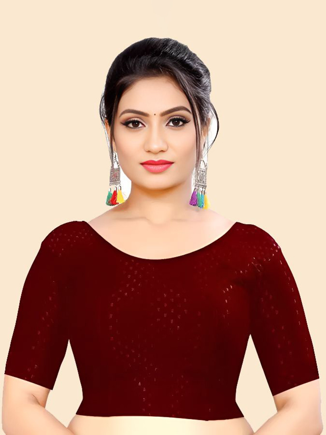 SHREEJI DESIGNER Self-Design Stretchable Saree Blouse