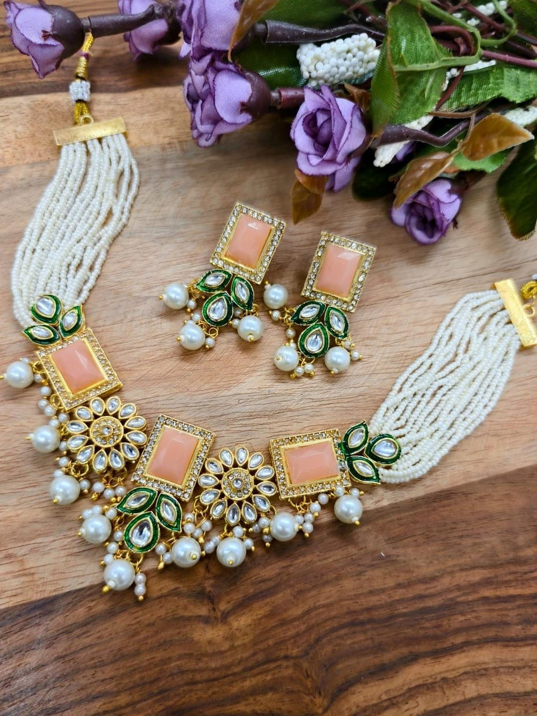 eeooaa Gold-Plated Brass Jewellery Set