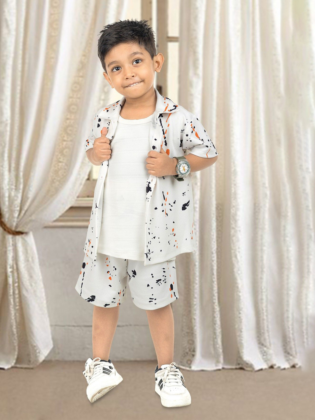 NEW GEN Boys Printed T-shirt and Shirt with Shorts