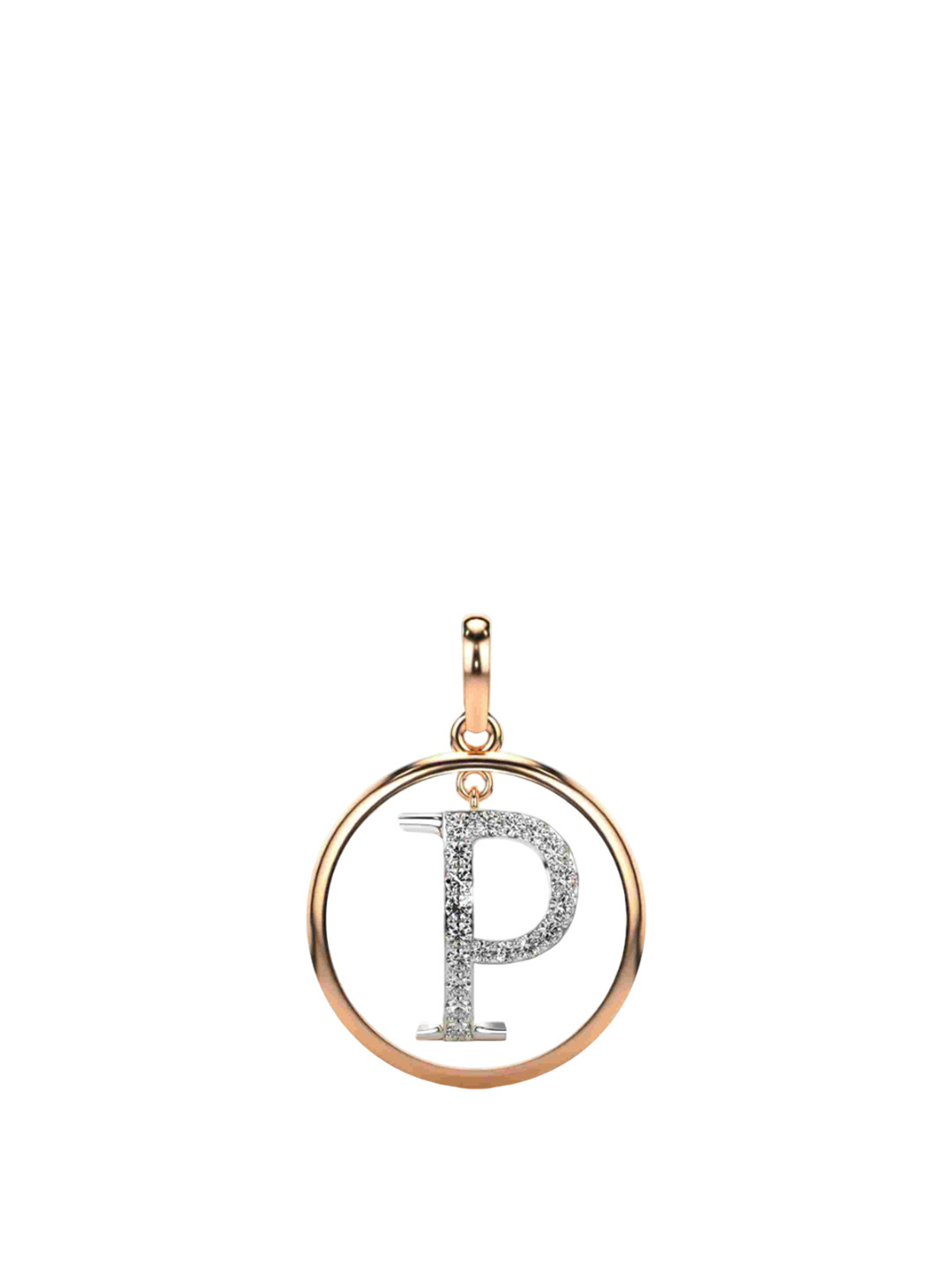 VALANOVA 14K Rose Gold Plated 0.25 Ct Lab Grown Diamond Alphabet P Pendant