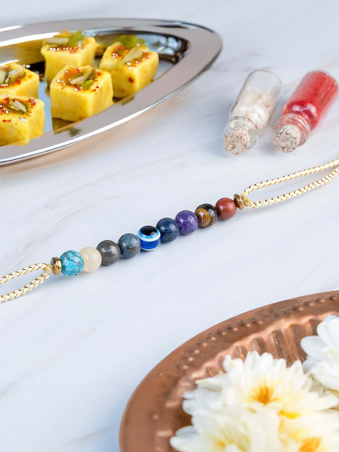 Mesmerize Evil Eye 9 Chakra Stone Rakhi