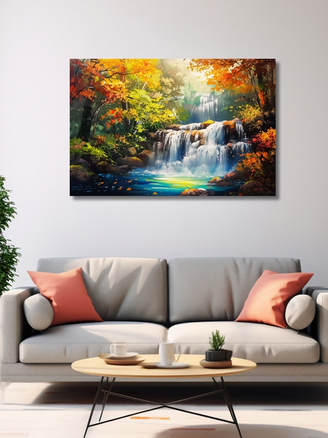 Viventiq Waterfall Painting for Home Without Frame