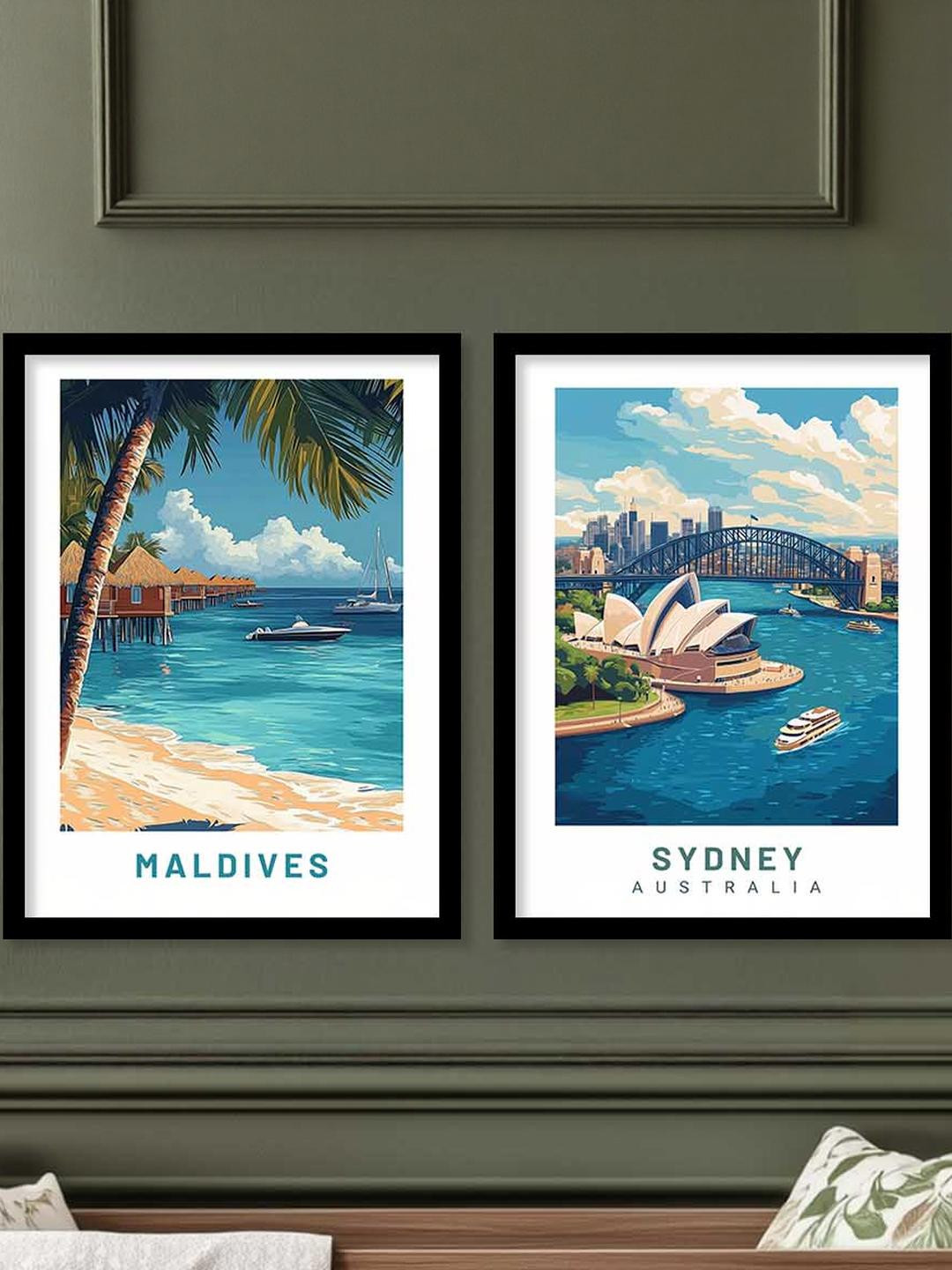 WALLLANE Multicoloured 2 Piece Art Poster Wall Paintings