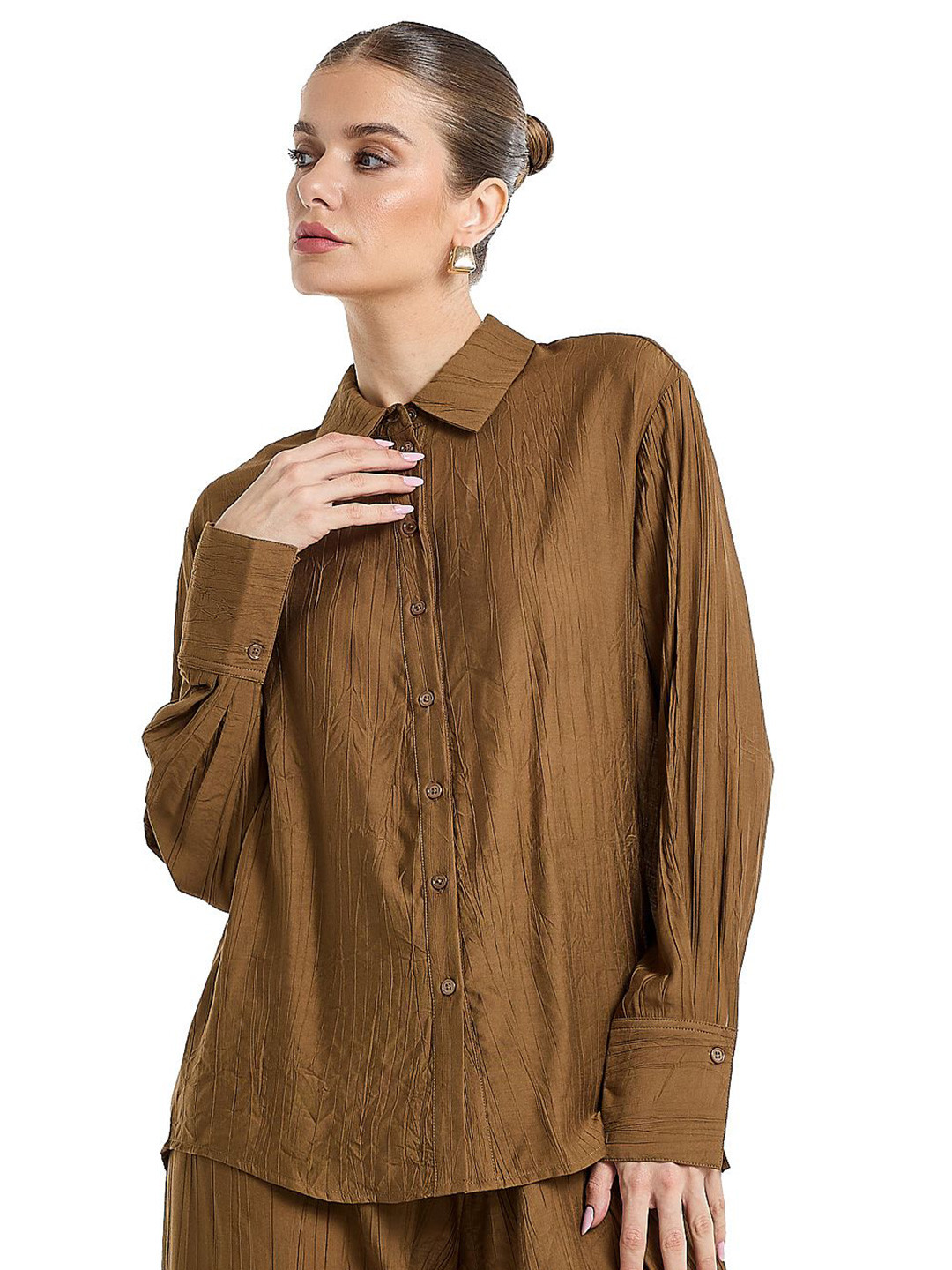 BCBG Textured Long Sleeves Relaxed Fit Casual Shirt