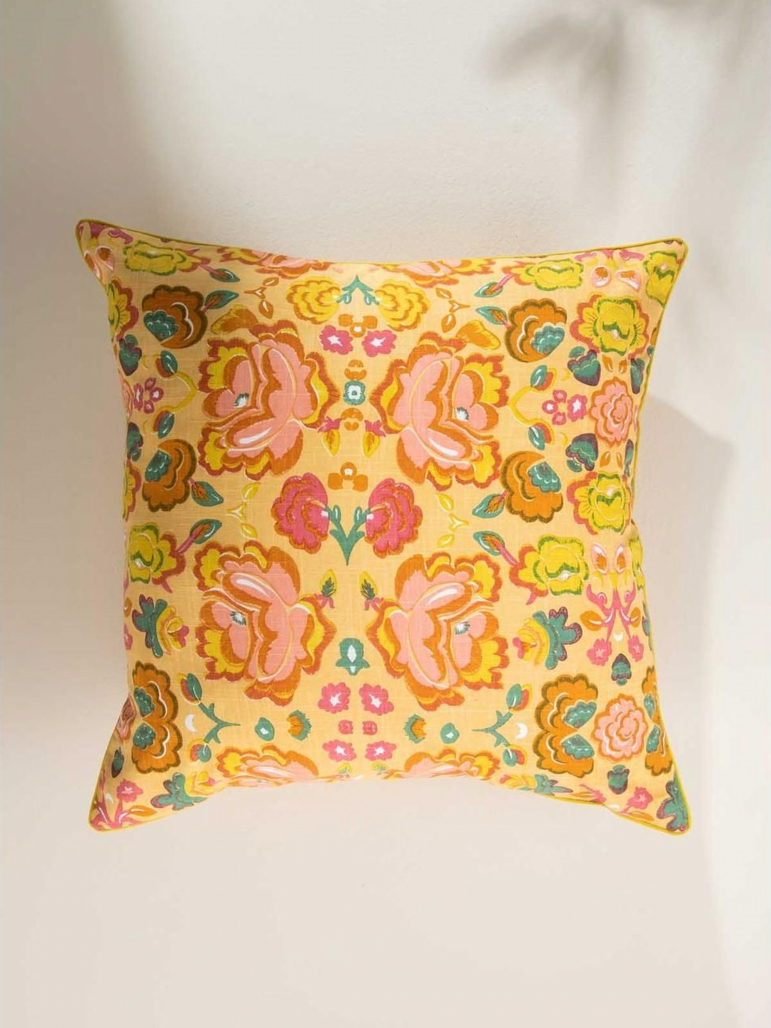 FREEDOM TREE Gypsy Rose Yellow & Pink Floral Square Cushion Covers