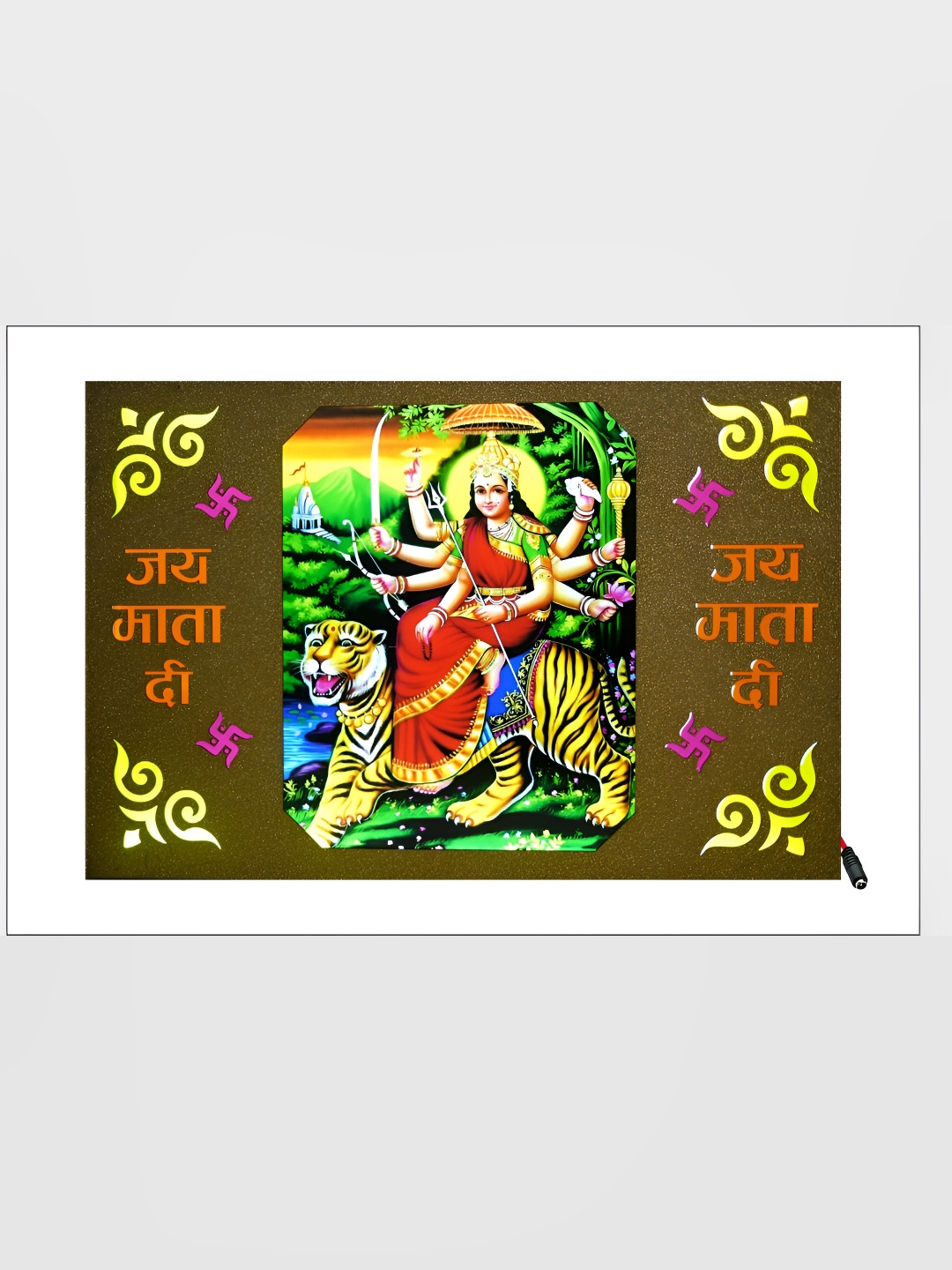 SHRI KHATU SHYAM CREATION Red & Green Maa Durga MDF Wall Photo Frame