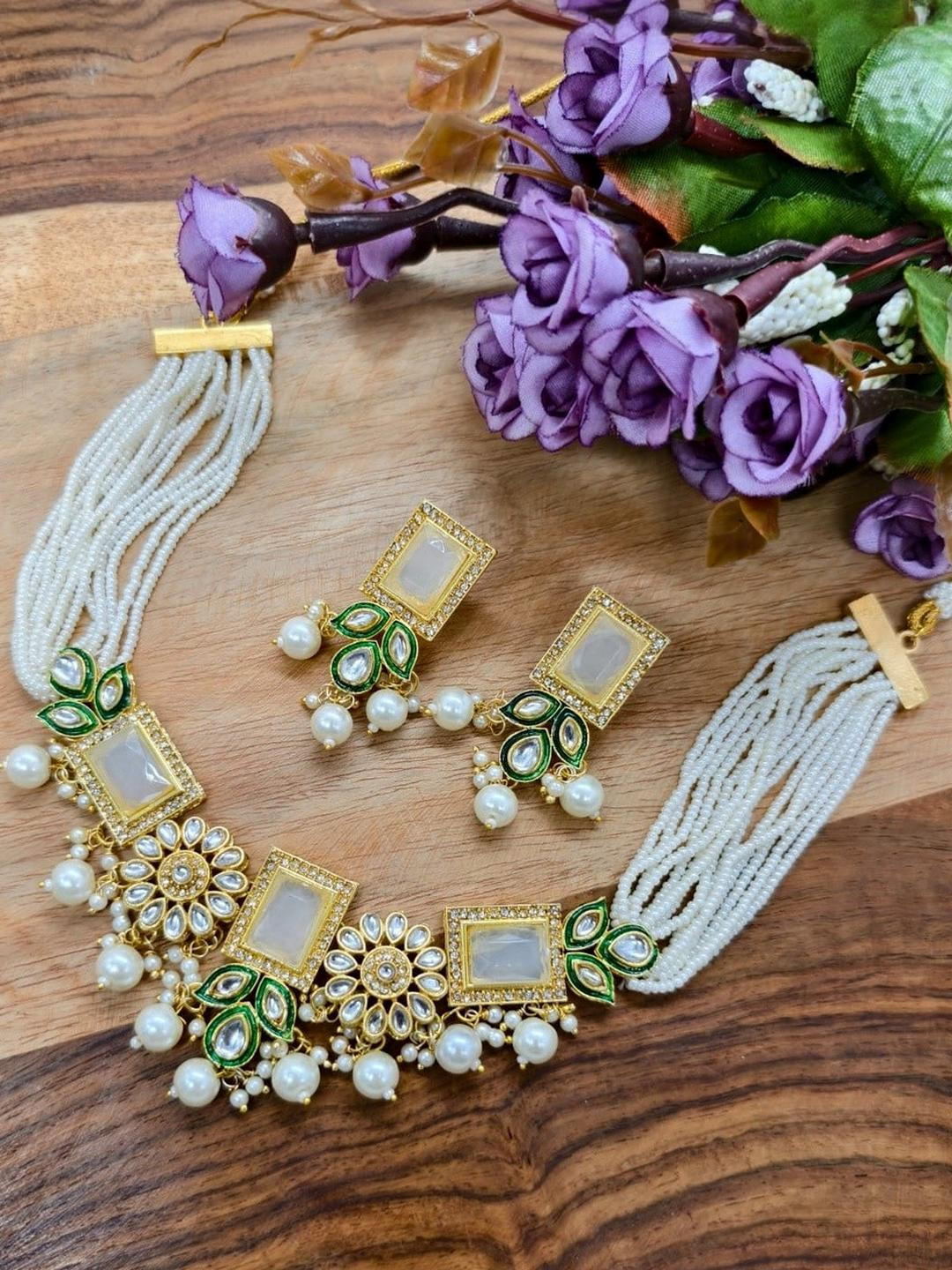 eeooaa Gold-Plated Brass Jewellery Set