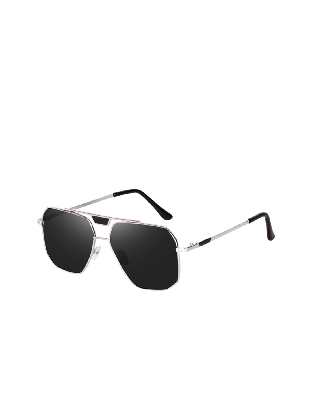 LEGEND EYEWEAR Unisex Black Lens & Silver-Toned Aviator Sunglasses