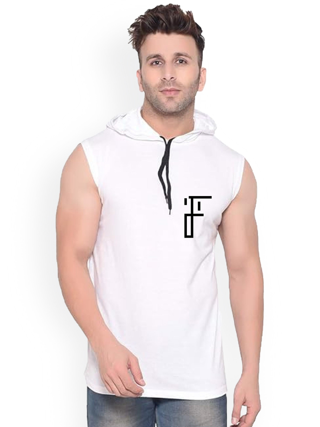 Fashnobic Printed Hooded Neck Gym Vest FB-106_W_Back_pt-136