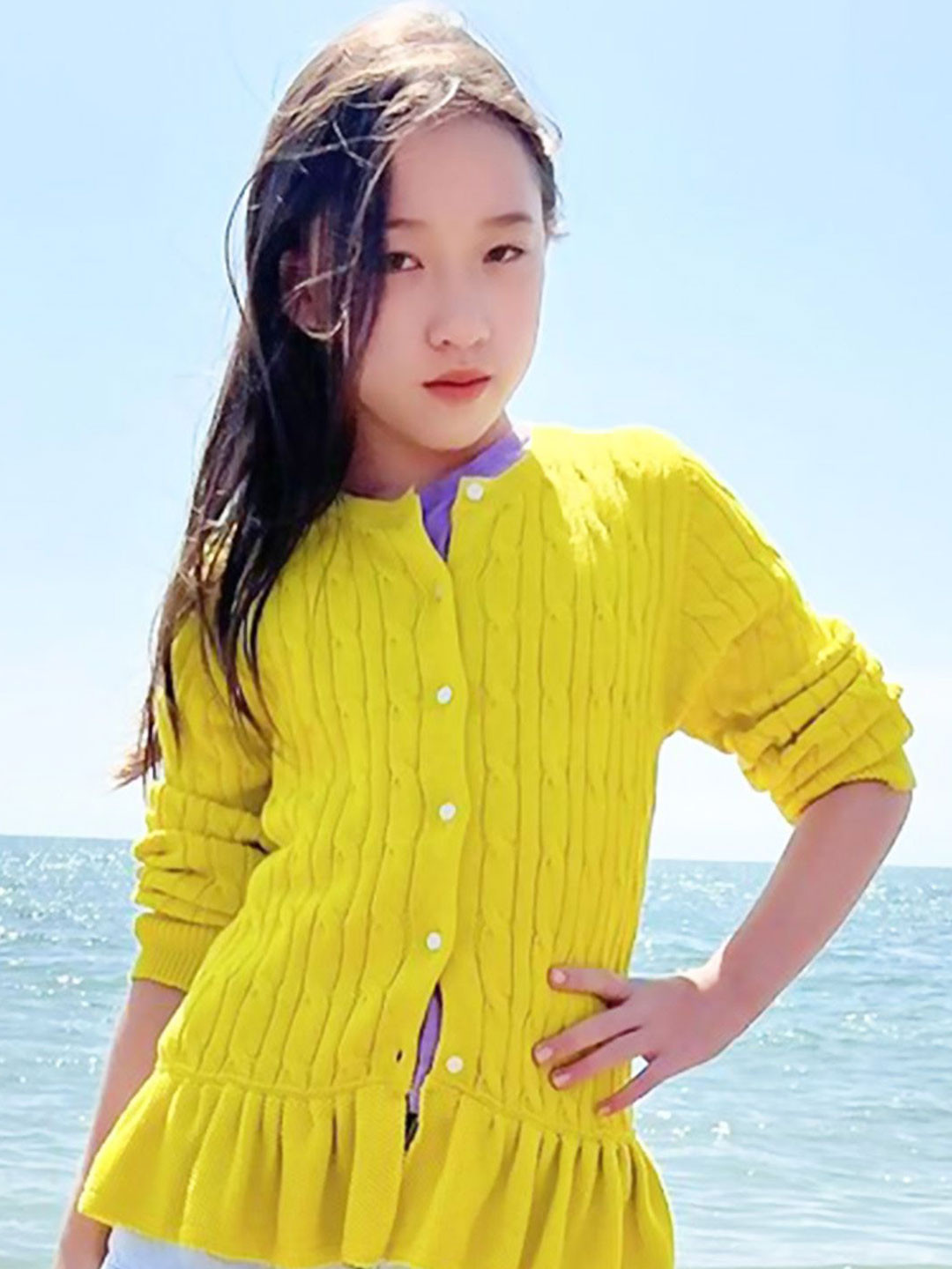 Cherry Crumble Girls Solid Cable Knit Cardigan