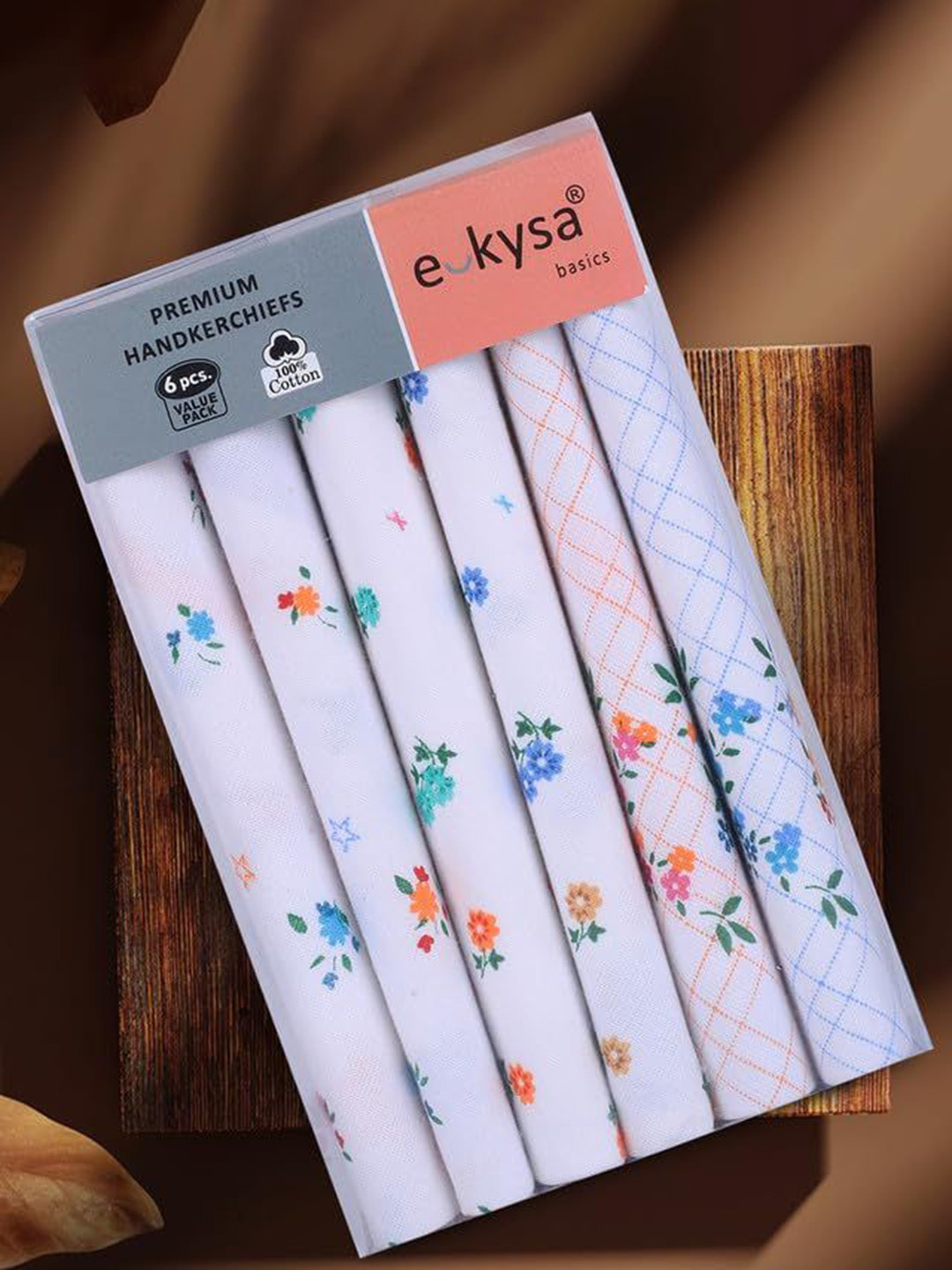 e kysa Women Pack Of 6 Printed Cotton Handkerchiefs