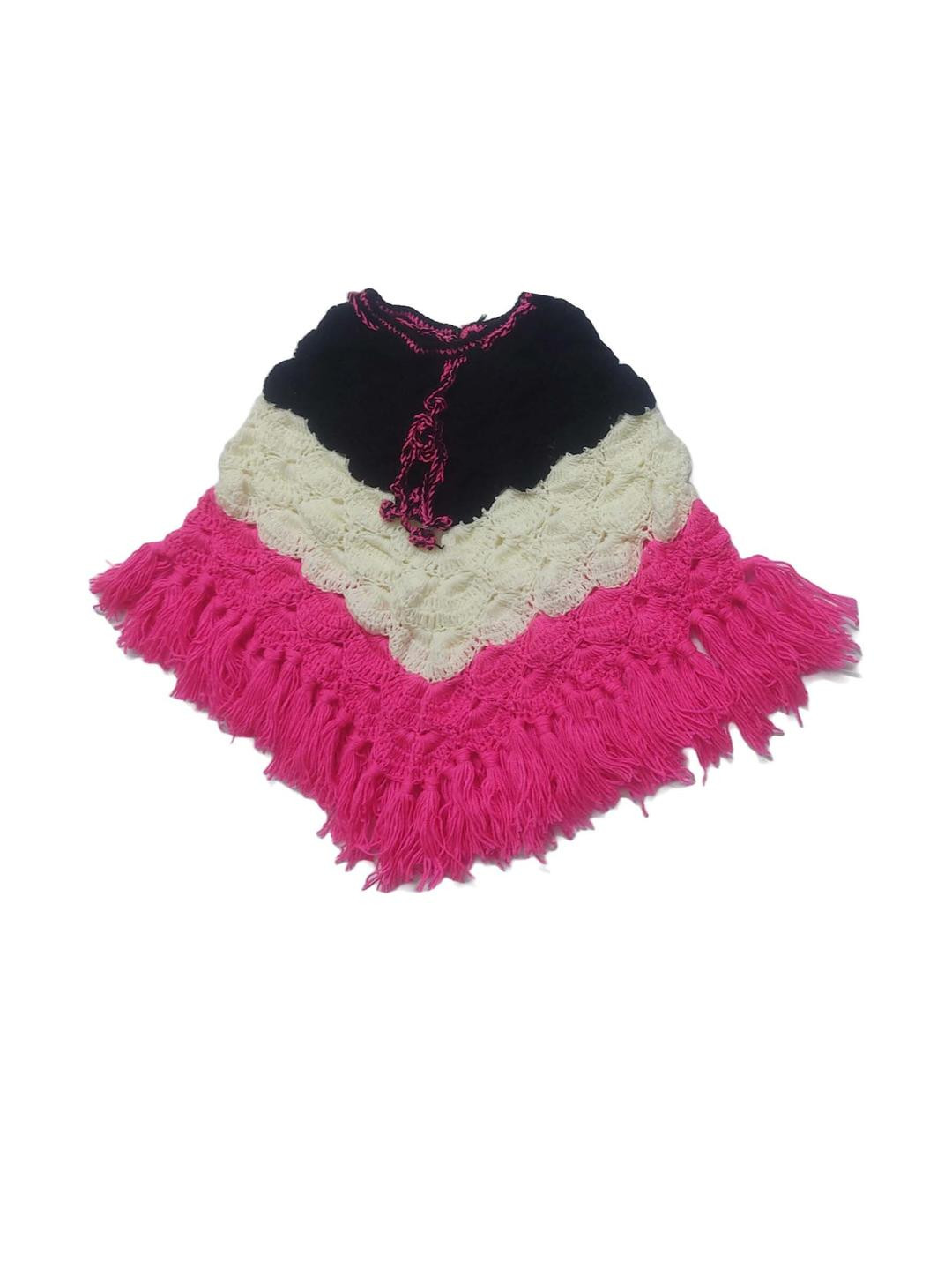 Cute Collection Girls Striped Woollen Poncho