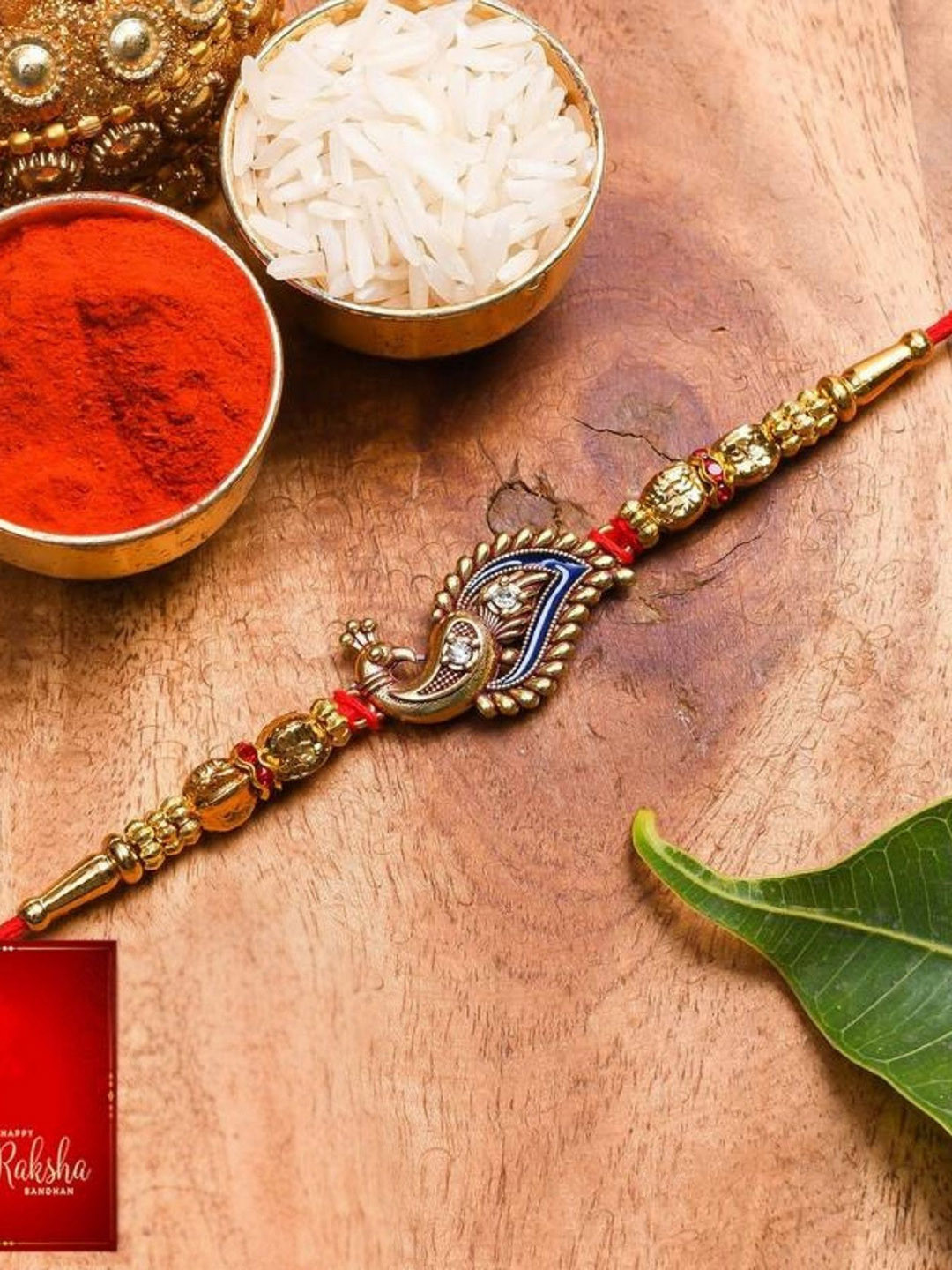 POORAK Rakhi Greeting Card & Roli Chawal